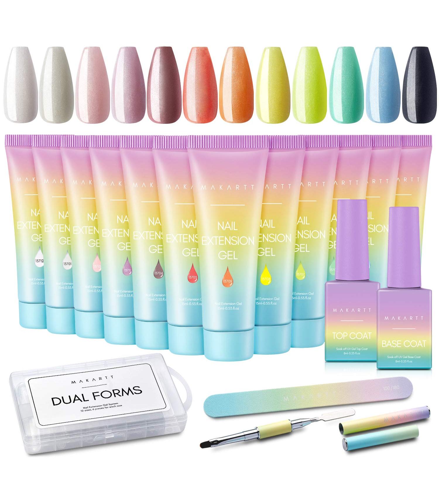Makartt Glitter Poly Nail Gel Kit - EBEROUGE Set | 12 Glitter Colors, Builder Gel, Fall Gift, All-in-one Kit for Beginner Nail Techs - Buy Online on GoSupps.com