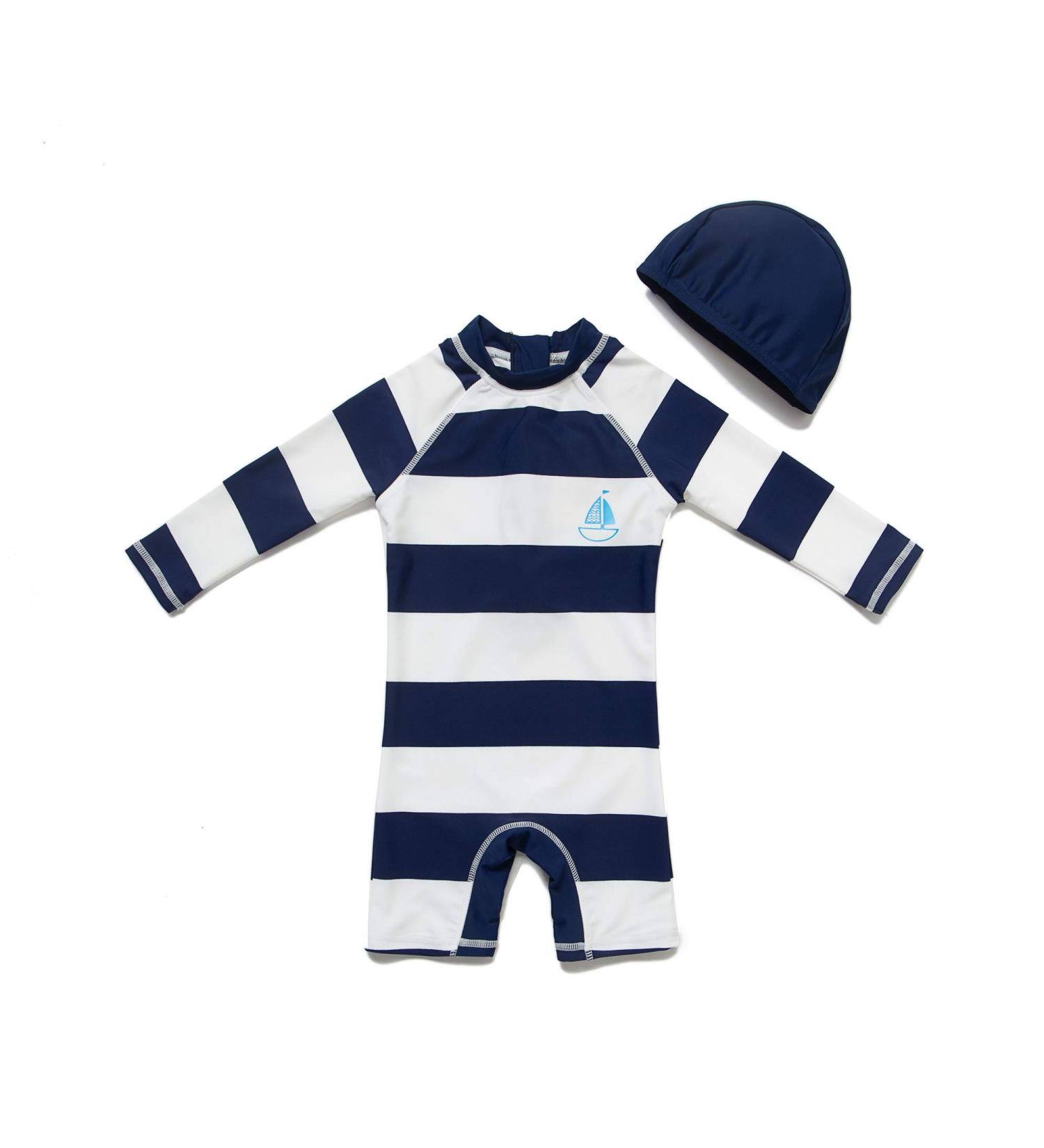 BONVERANO Baby Boy One Piece Long-Sleeve UV Protection 50+ Swimsuit - Black Fringe (12 Months) - Buy Online on GoSupps.com