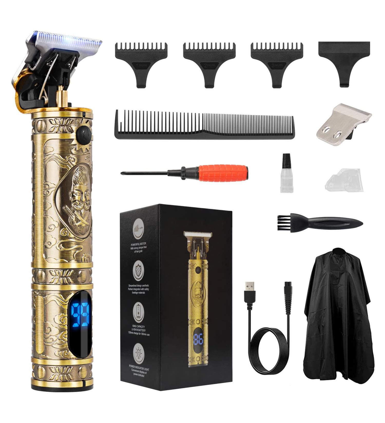 Professional Gold Hair Clippers & Beard Trimmer for Men - Cordless Grooming Kit with T Outliner Blade - Buy Online on GoSupps.com