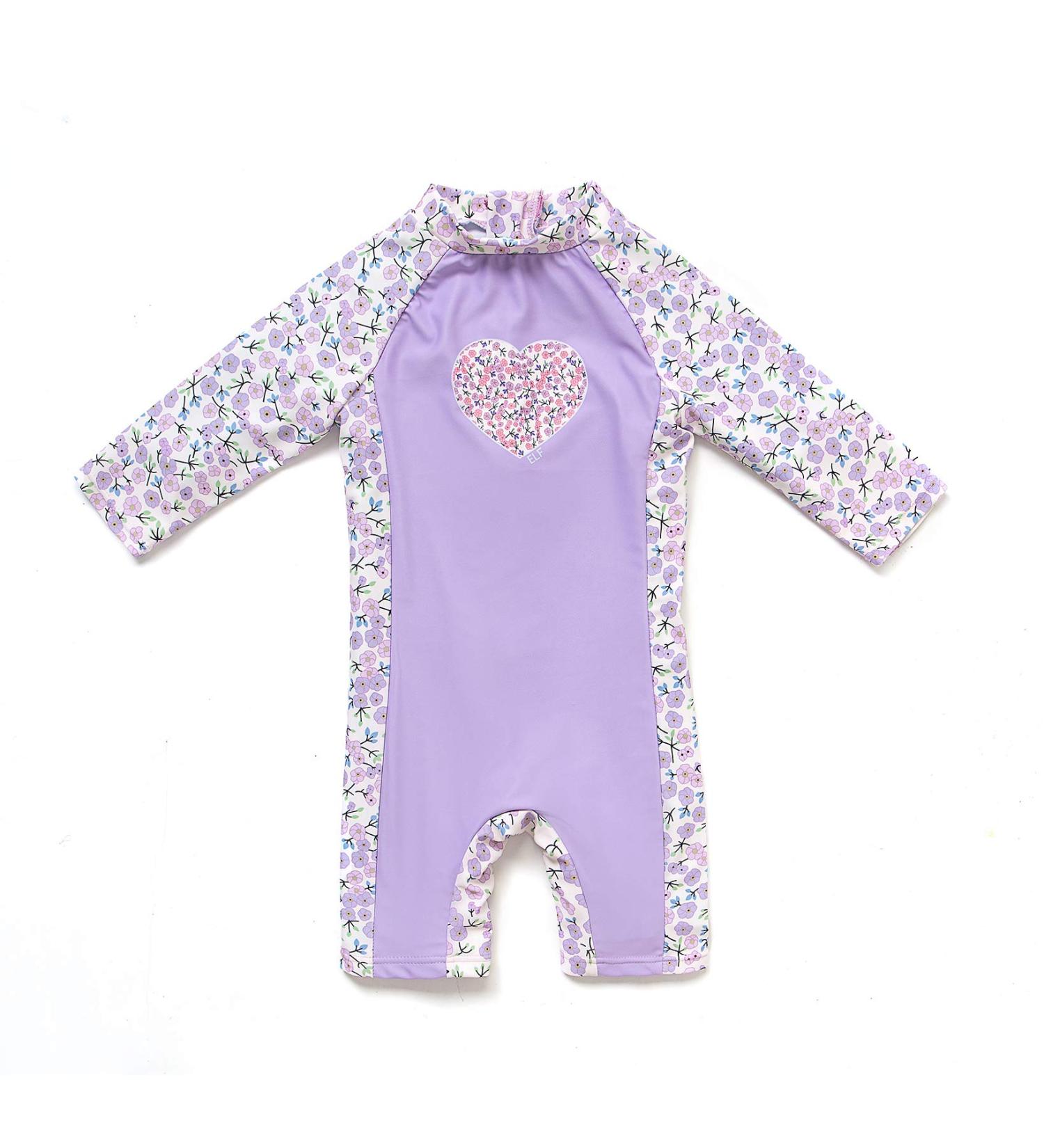 Bonverano Baby Girls UPF 50+ UV Protection One Piece Sunsuit with Sun Cap - Lavender 9-12 Months - Buy Online on GoSupps.com