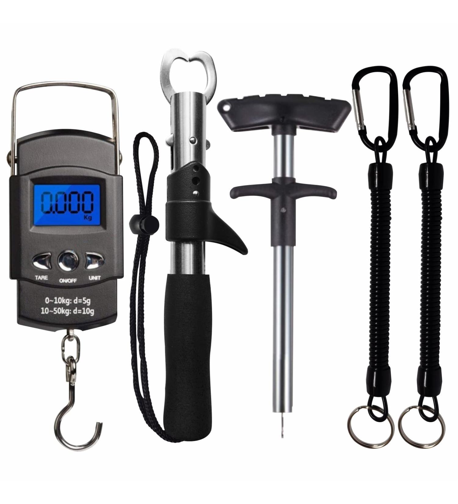 Floating Fishing Lip Gripper with Digital Fish Scale 99lb/45kg | Hook Remover & Lanyards Multi-Tools Kit | Ideal Ice Fishing Gear & Gift for Men - Buy Online on GoSupps.com