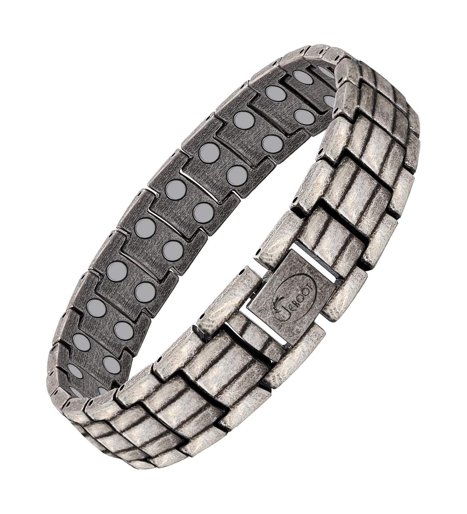 Jeroot Magnet Hard Band Men | Titanium Steel Magnetic Bracelet Healing | Ultra-Strength Adjustable 3500 Gauss Bracelet with Gift Box - Buy Online on GoSupps.com