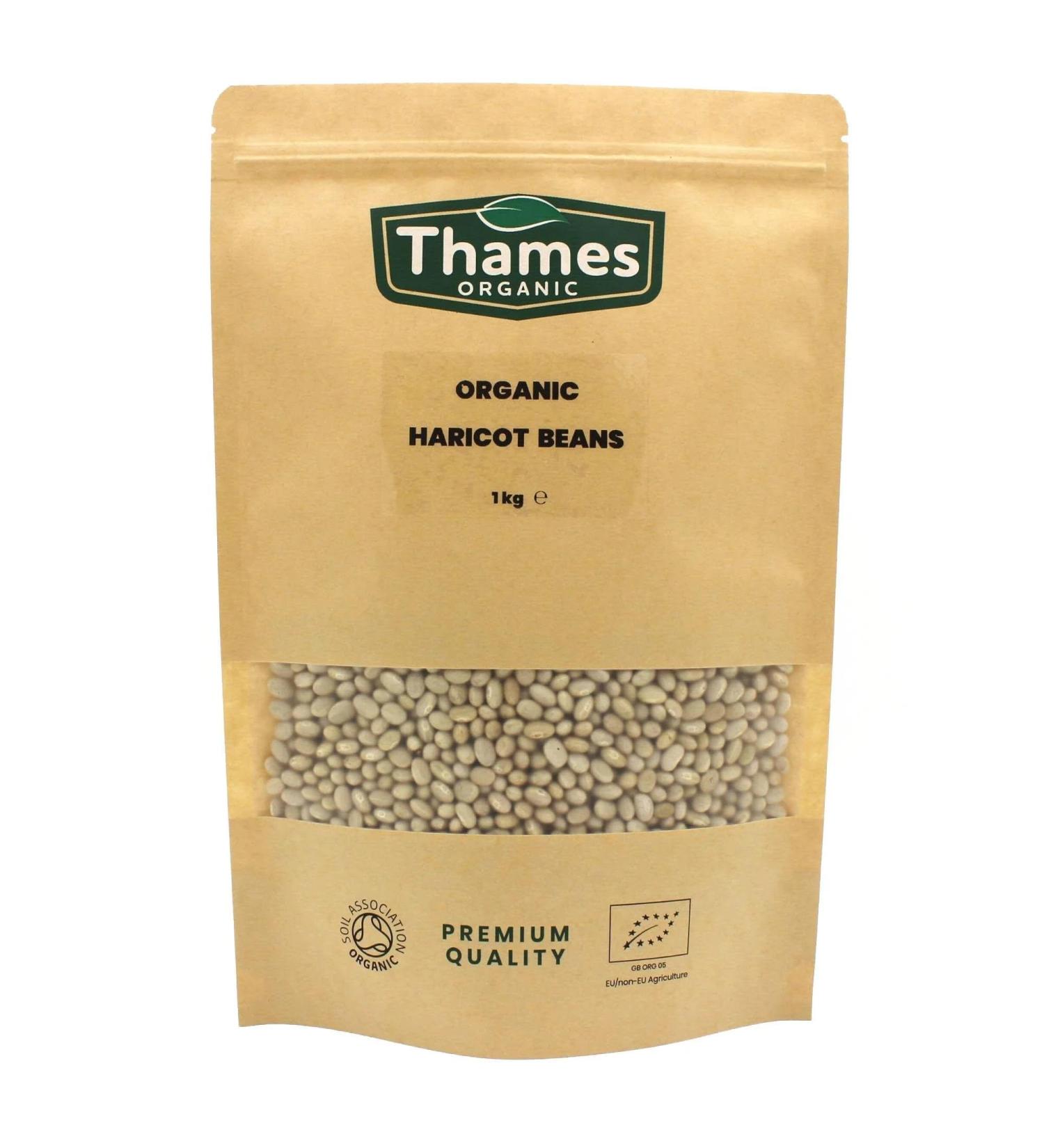 Organic Haricot Beans 1kg - High Fibre, High Protein, GMO-Free - Nutritious and Flavorful - Thames Organic - Buy Online on GoSupps.com