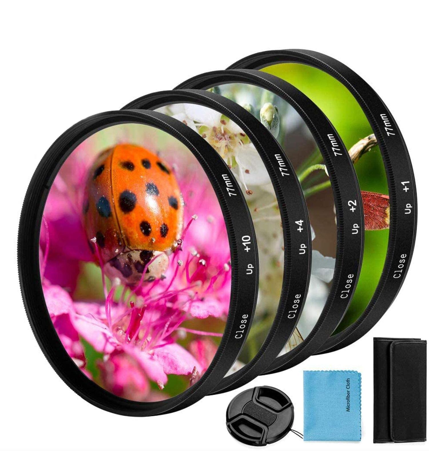 82mm Close-up Filter Kit 4 Pieces (+1 +2 +4 +10) Macro Lens Set for Canon Nikon Sony DSLR Camera with Pouch and Lens Cap - Buy Online on GoSupps.com