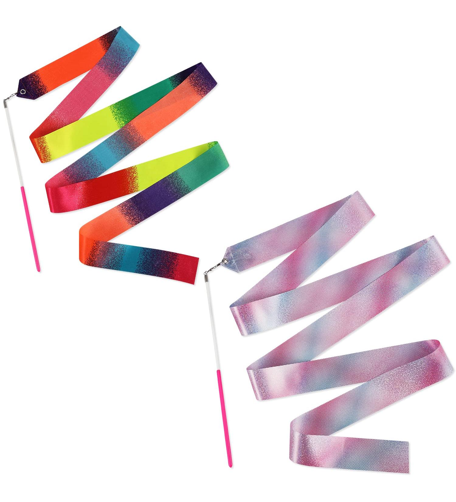 LUTER Dance Ribbon  78.7 Inch Sparkling Dance Ribbon and Gradient Ribbons for Gymnastics Streamer on a Stick Ribbon Streamers for Kids Girls Artistic Dancing Party Favors (2 Styles) - Buy Online on GoSupps.com
