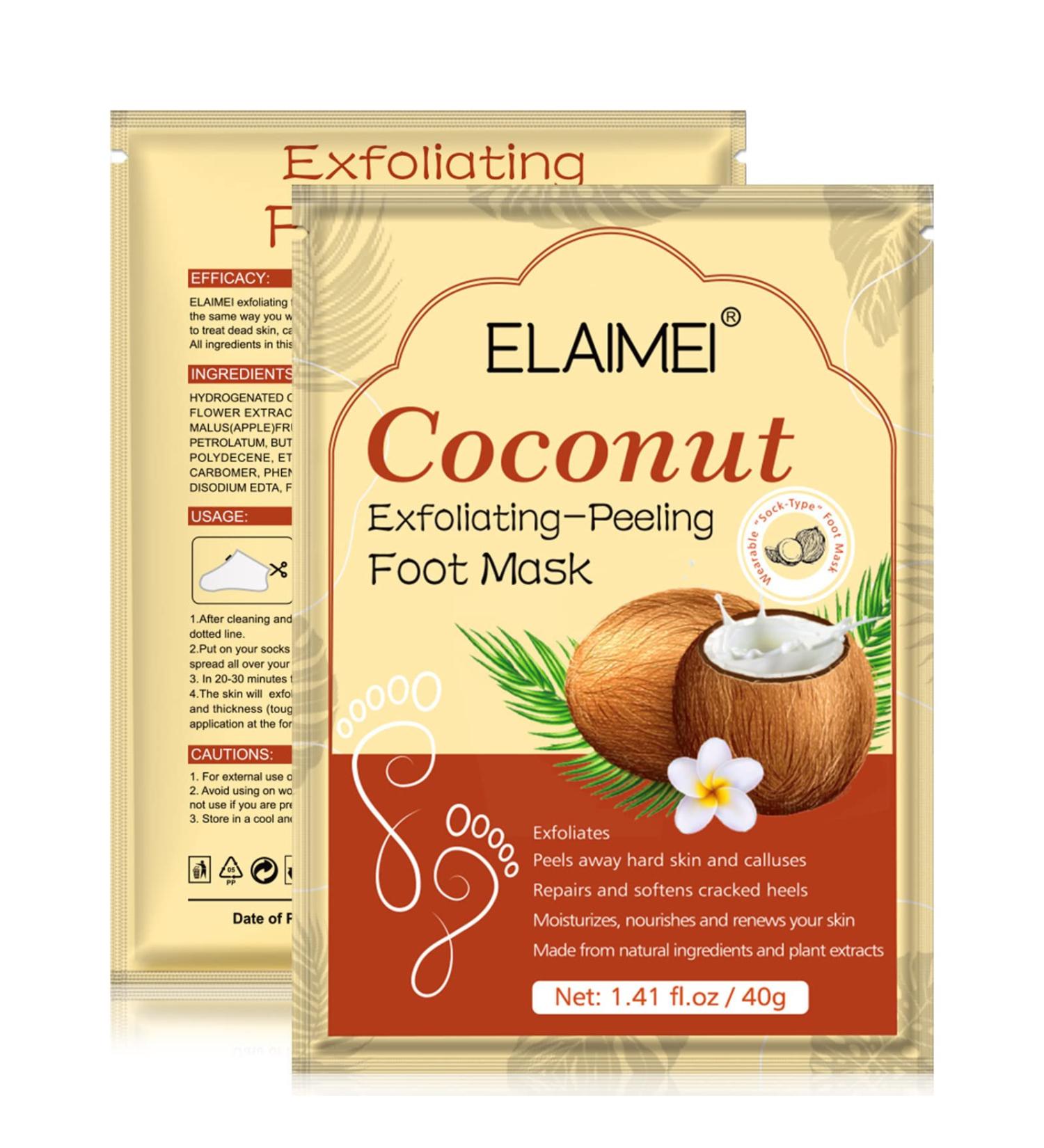Premium Foot Peel Mask - 2 Pairs for Calluses & Dead Skin | Effective Coconut Sock Foot Mask for Men & Women - Buy Online on GoSupps.com
