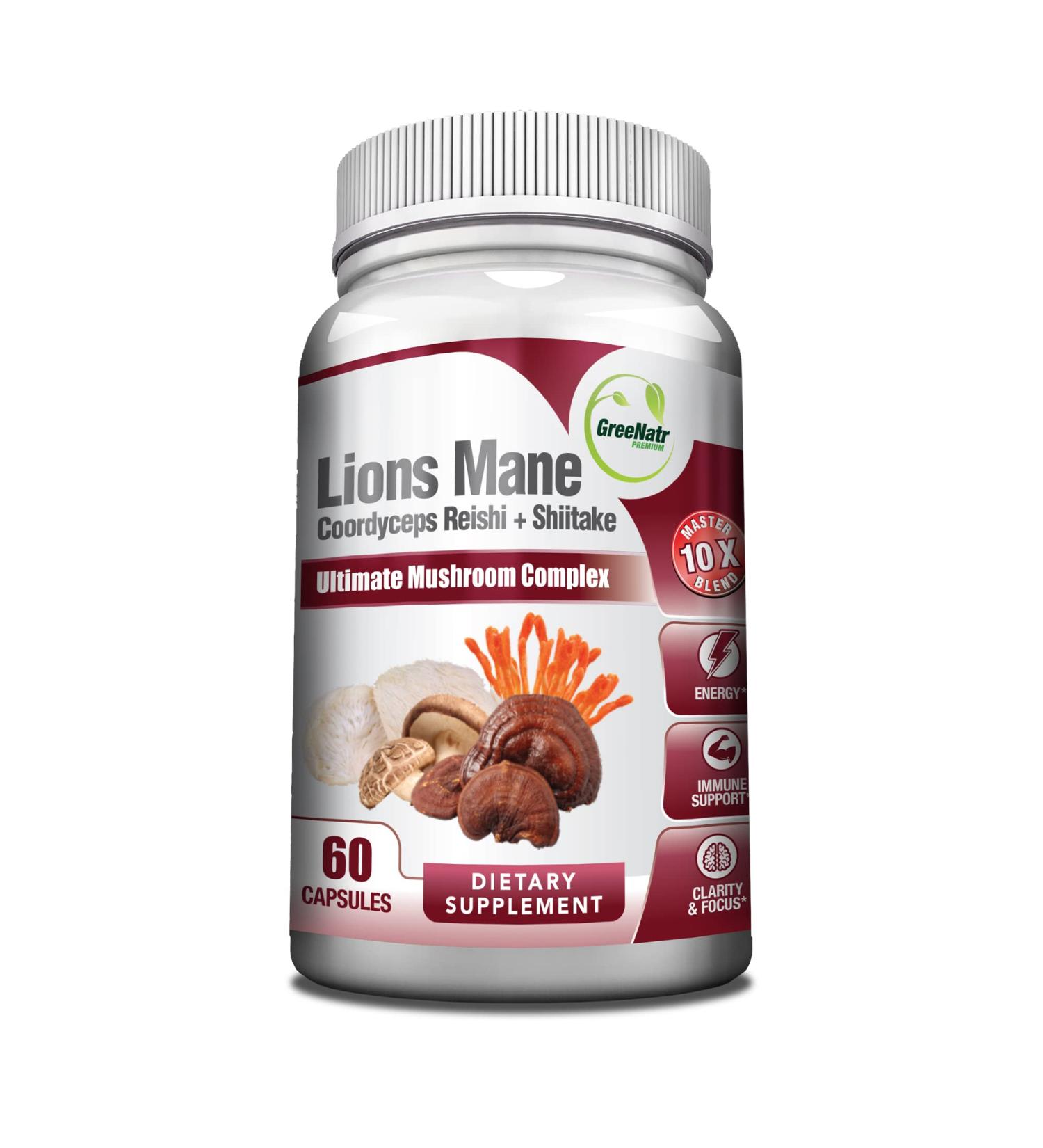 10-in-1 Mushroom Supplement for Immune Support & Energy Boost - 60 Capsules - Buy Online on GoSupps.com