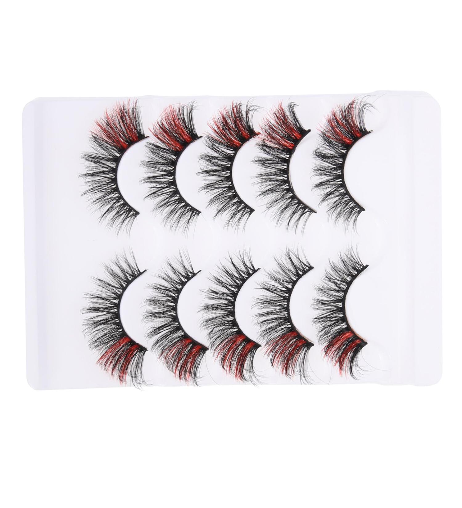Beavorty 5 Pairs eyelashes colored false lashes colored fake lashes faux lashes kiss lashes cosplay lashes color lashes strips natural look eyelash fluffy lashes end of eye fiber extend 5d