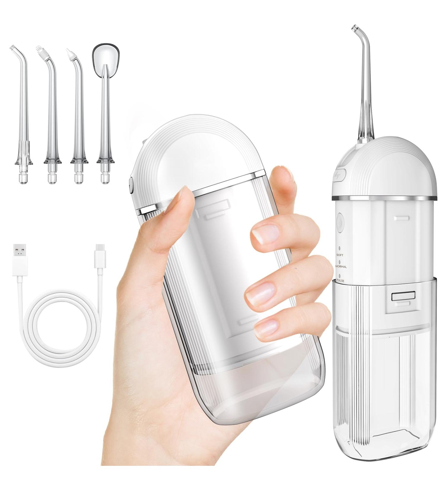 Cordless Water Dental Flosser for Teeth: Mini Water Dental Picks for Teeth Cleaning with Telescopic Water Tank Travel Water Flossers Teeth Cleaner Picks IPX7 Waterproof Rechargeable Oral Irrigator - Buy Online on GoSupps.com
