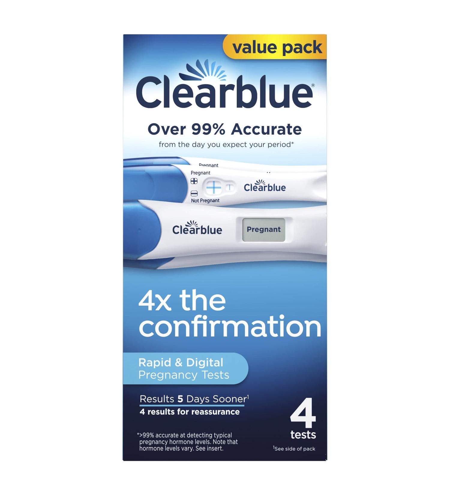 Clearblue Pregnancy Test Combo Pack - 2 Digital with Smart Countdown & 2 Rapid Detection - Value Pack, 4ct - Buy Online on GoSupps.com