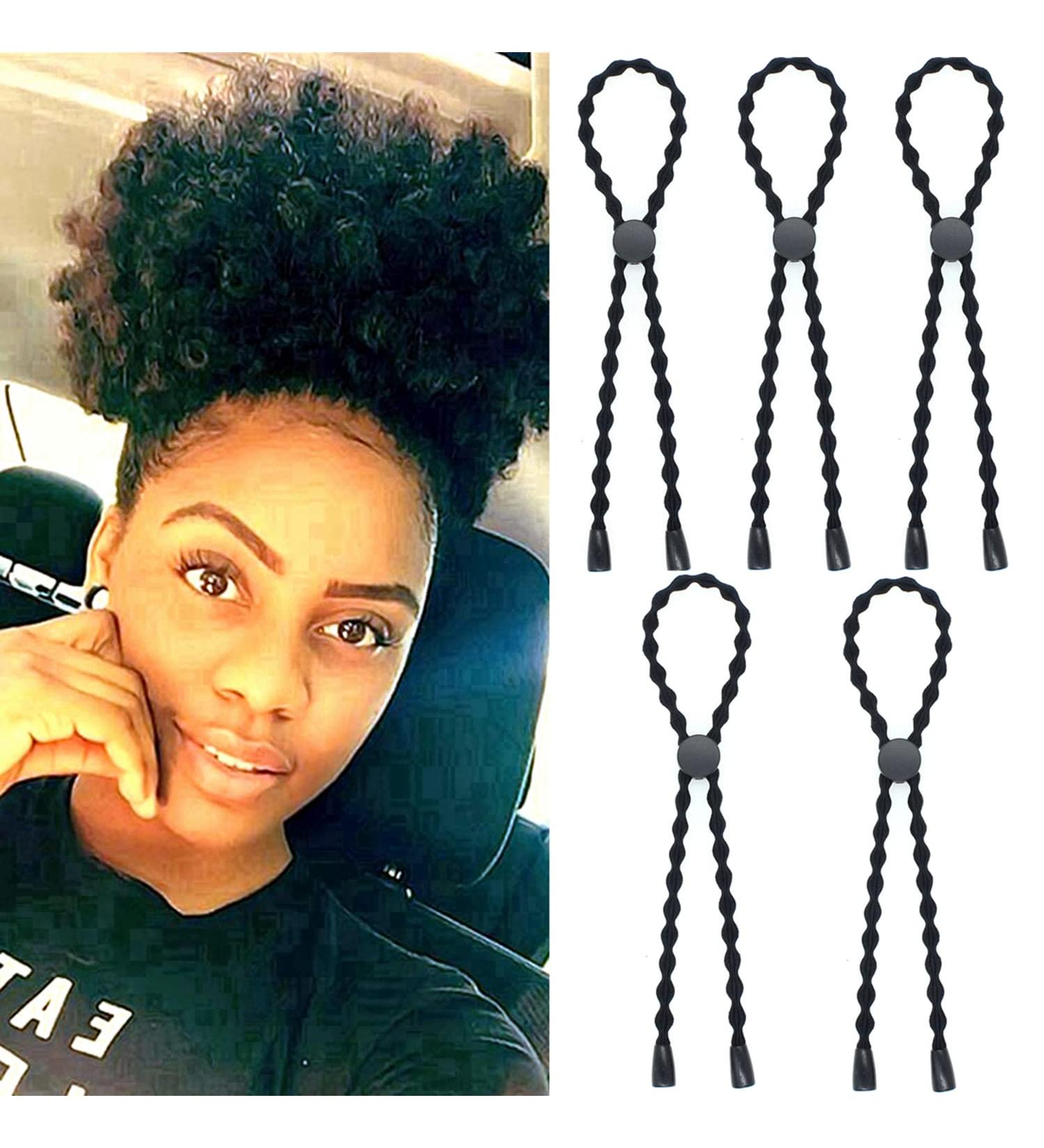 AICILY 5PCS Natural Hair Ties Afro Puff Ponytail | Adjustable Length Hairband for Thick Braided Natural Hair | No-Slip Design - Buy Online on GoSupps.com