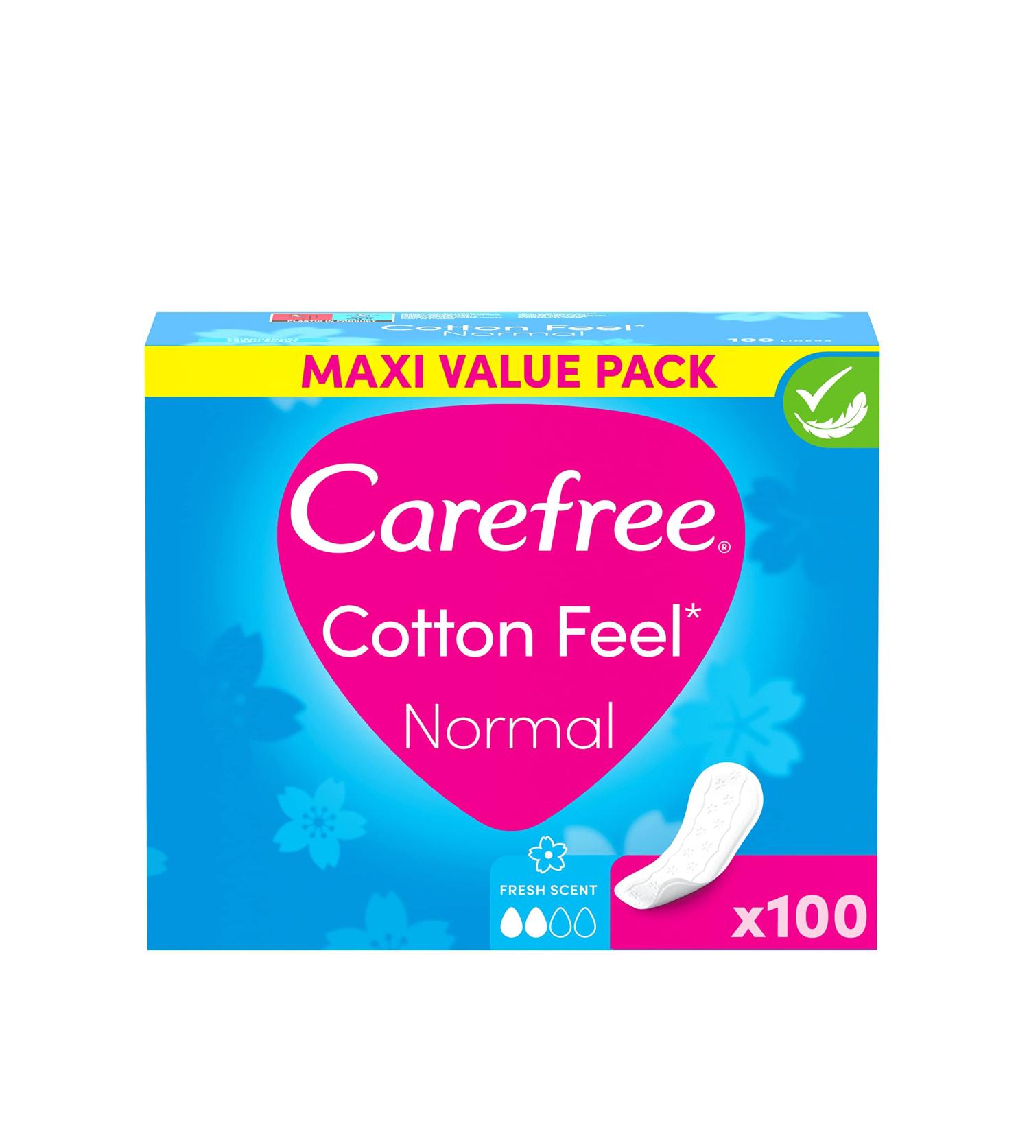 Carefree Cotton Feel Slip - 100% Breathable & Fresh Fragrance 100 Normal Size Pads | Long-Lasting Comfort for Women - Buy Online on GoSupps.com