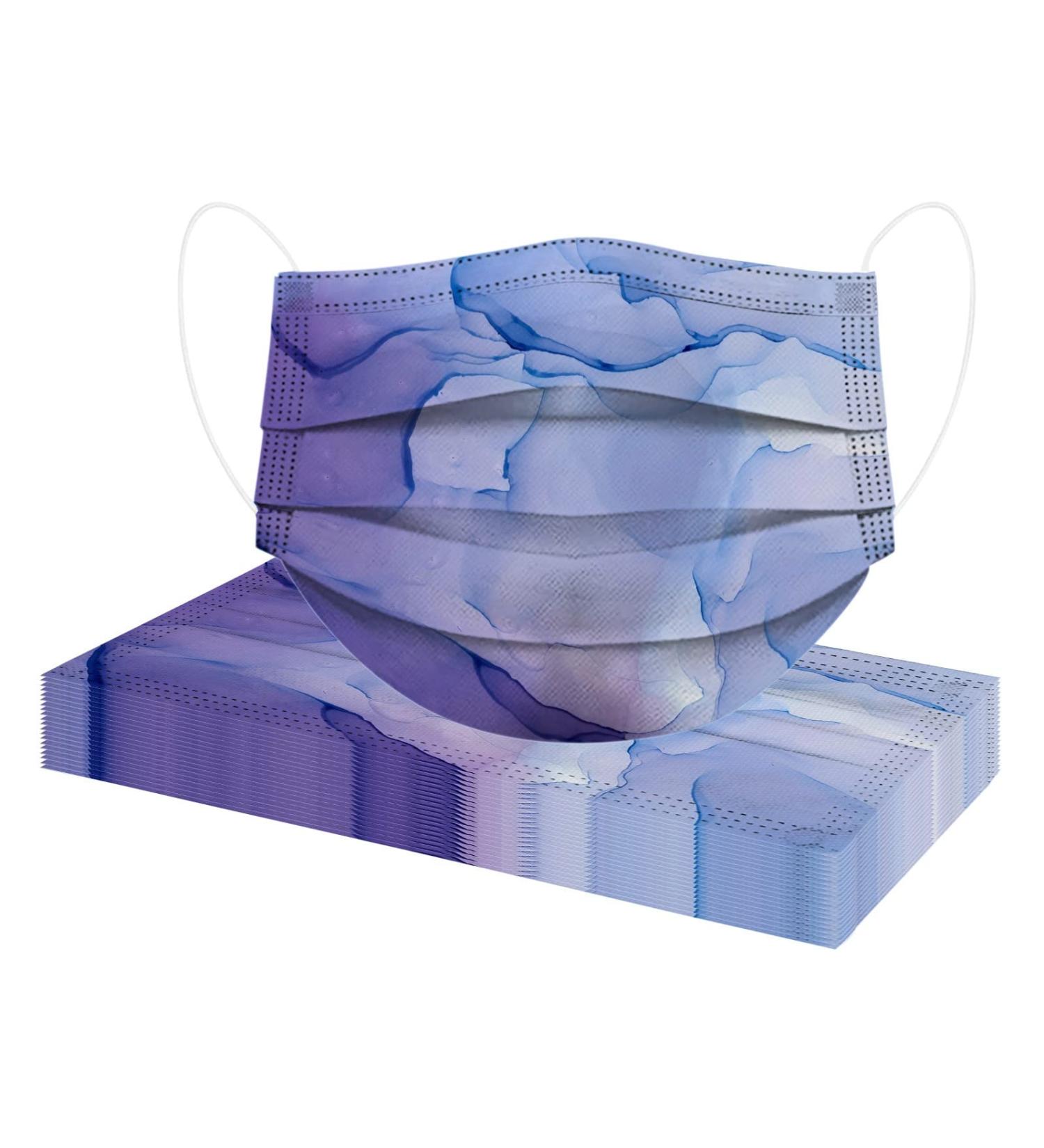 Jingyua 10-Piece Blue Floral 3-Layer Mouth and Nose Protection - Stylish Breathable Bandana Masks for Adults - Buy Online on GoSupps.com