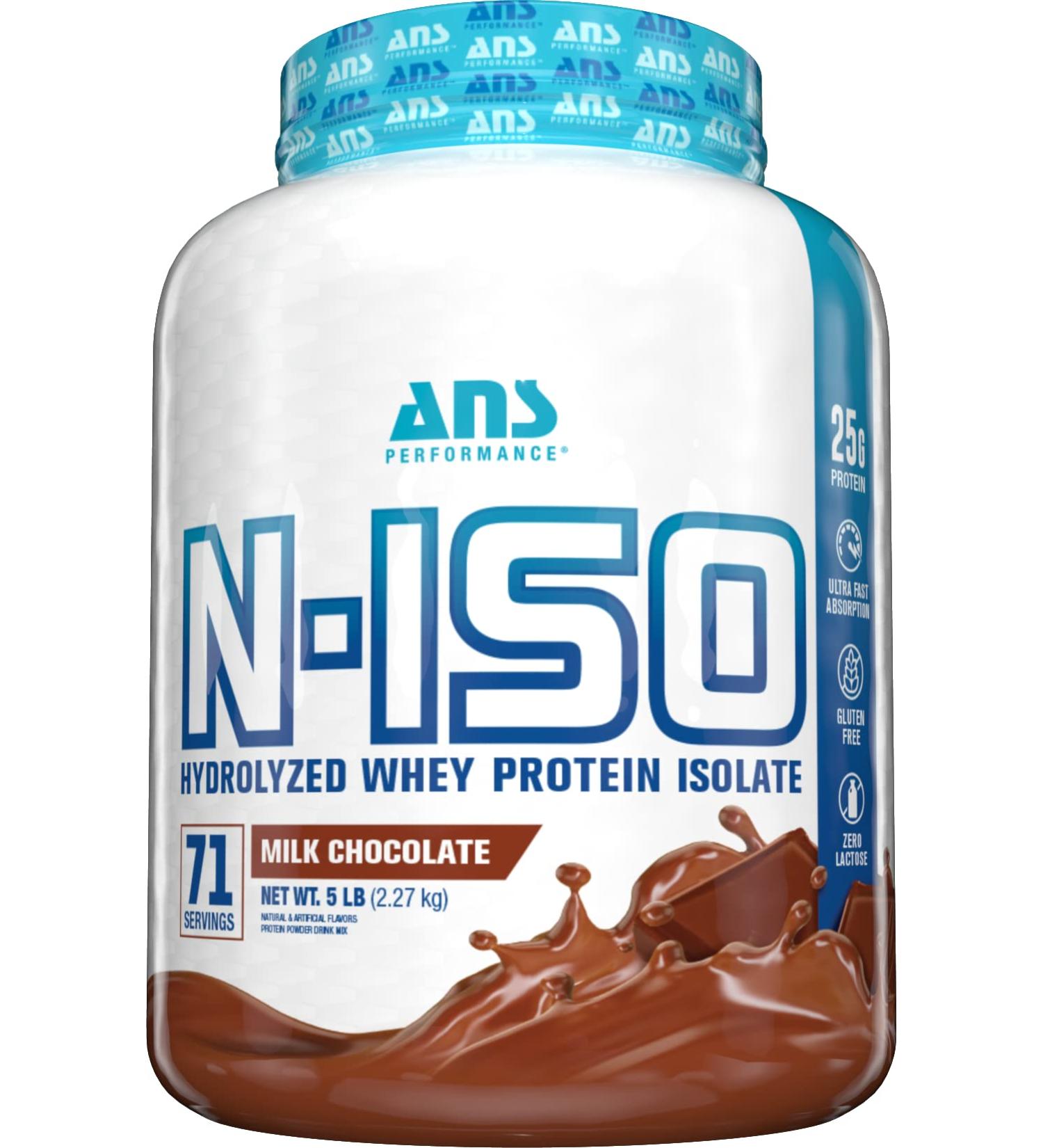 ANS Performance 100% Pure Hydrolyzed Whey Isolate Protein + BCAAs - 25g of Protein - Gluten Free Zero Lactose (Milk Chocolate 5 lb) Milk Chocolate 5 lb - Buy Online on GoSupps.com