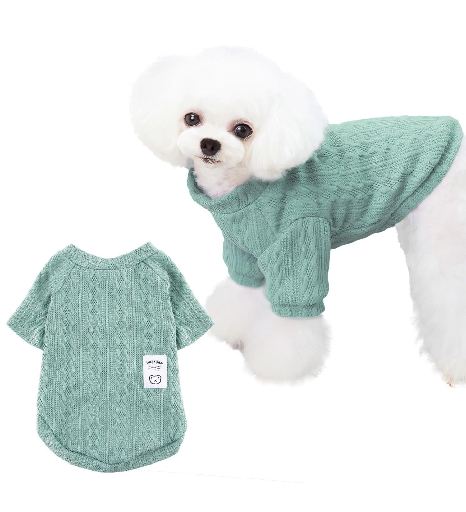 Warm Dog Sweater for Small & Medium Dogs | Actoys Cozy Pet Pullover | Winter Cat Sweater - Green L - Buy Online on GoSupps.com
