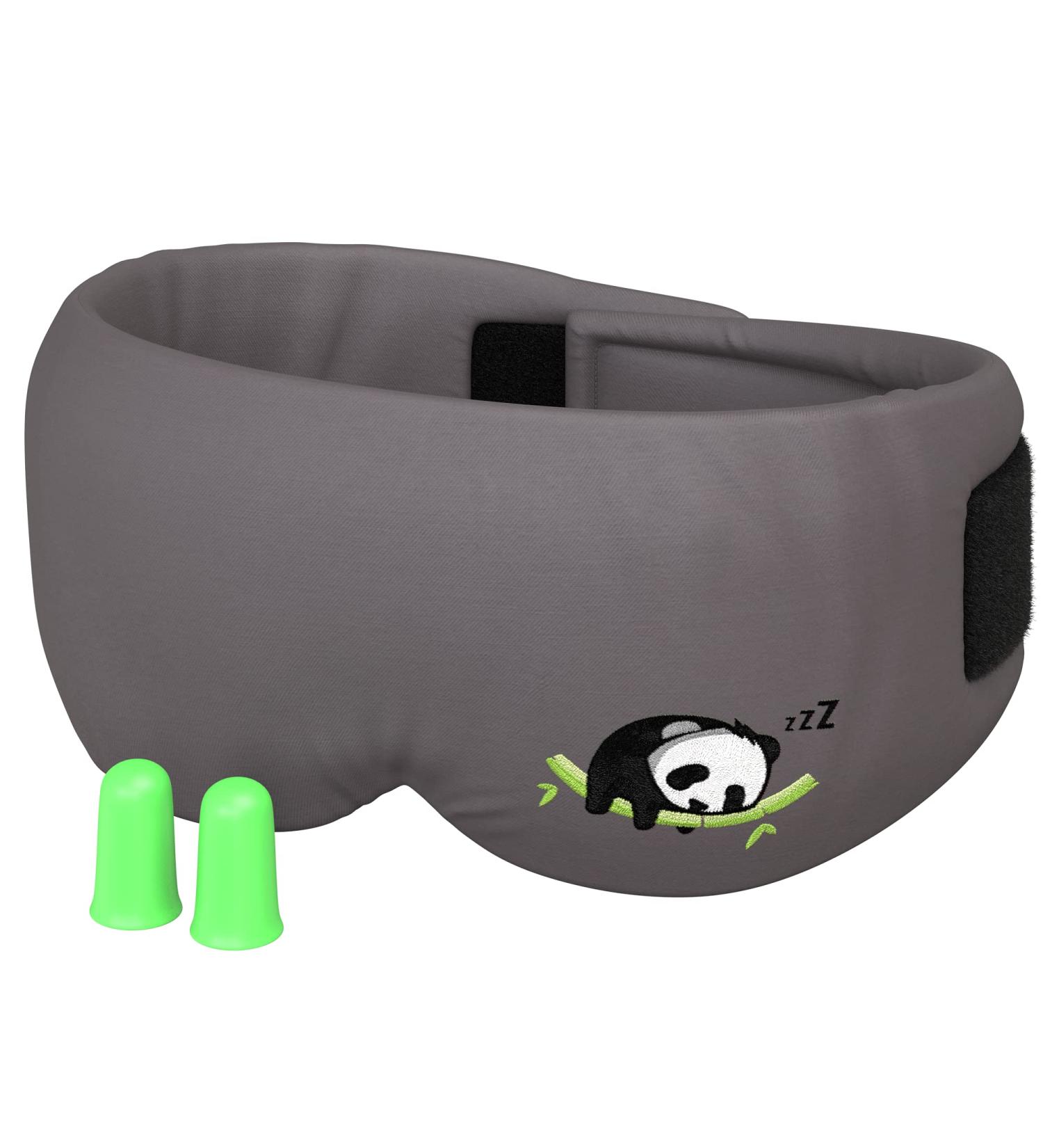 Sleepy Panda Bamboo Sleep Mask - 100% Blackout Luxury Eye Mask for Side, Back, & Front Sleeping - Includes Bonus Ear Plugs - Buy Online on GoSupps.com