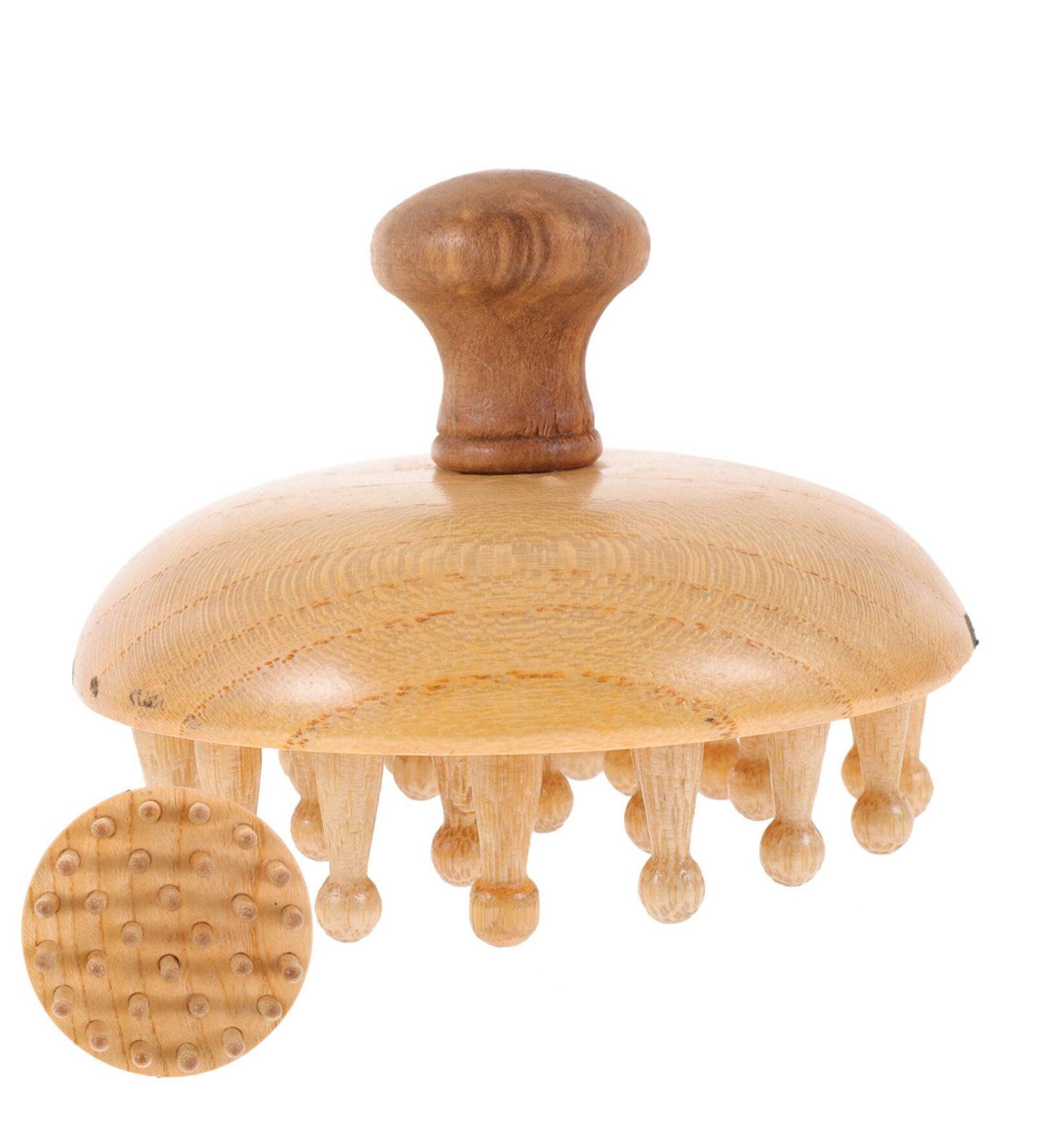 Beavorty Wooden Mushroom Shape Massage Comb - Scalp Massager Hairbrush for Wet & Dry Hair | Gua Sha Tool for Hair Care - Buy Online on GoSupps.com