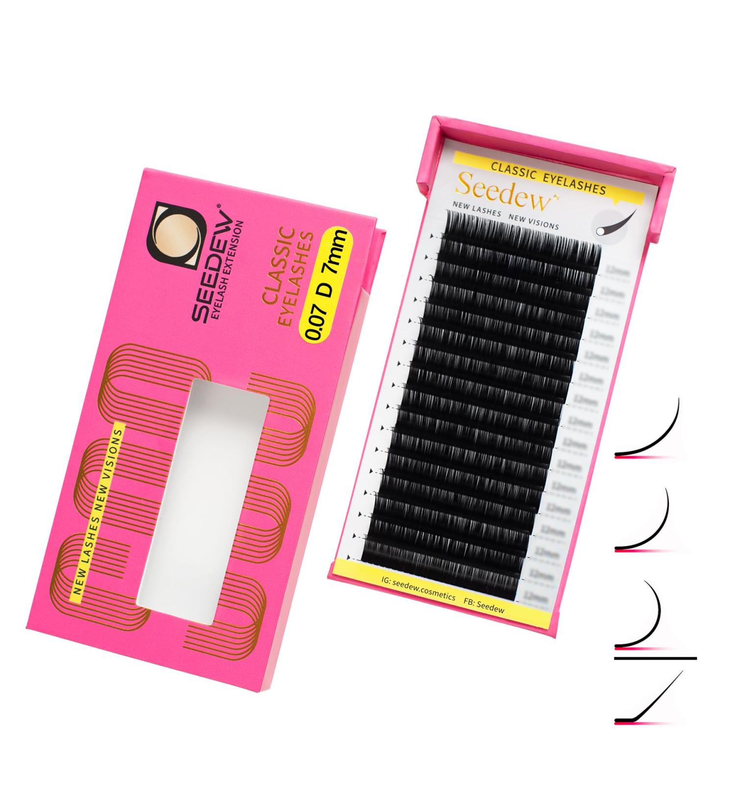 Classic 7mm D Curl Eyelash Extensions - 0.07mm Soft Lightweight Bottom Lashes | 16 Rows for Lash Artists & Salons - Buy Online on GoSupps.com