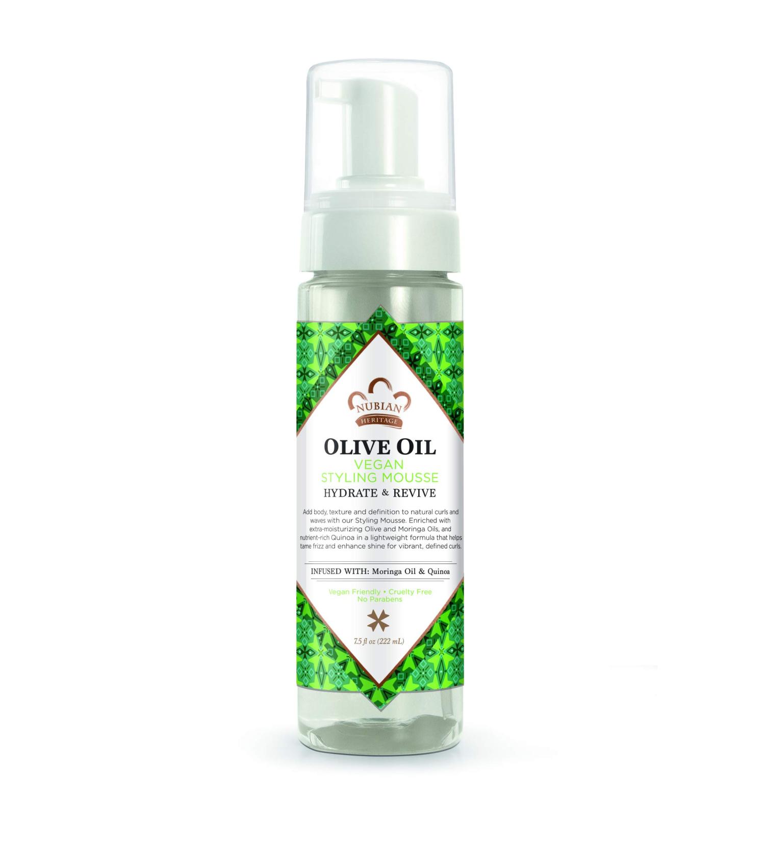 Nubian Heritage Olive Oil Weightless Styling Mousse 7.5 Oz - Nourishing & Hydrating Hair Mousse for Dry Hair - Buy Online on GoSupps.com