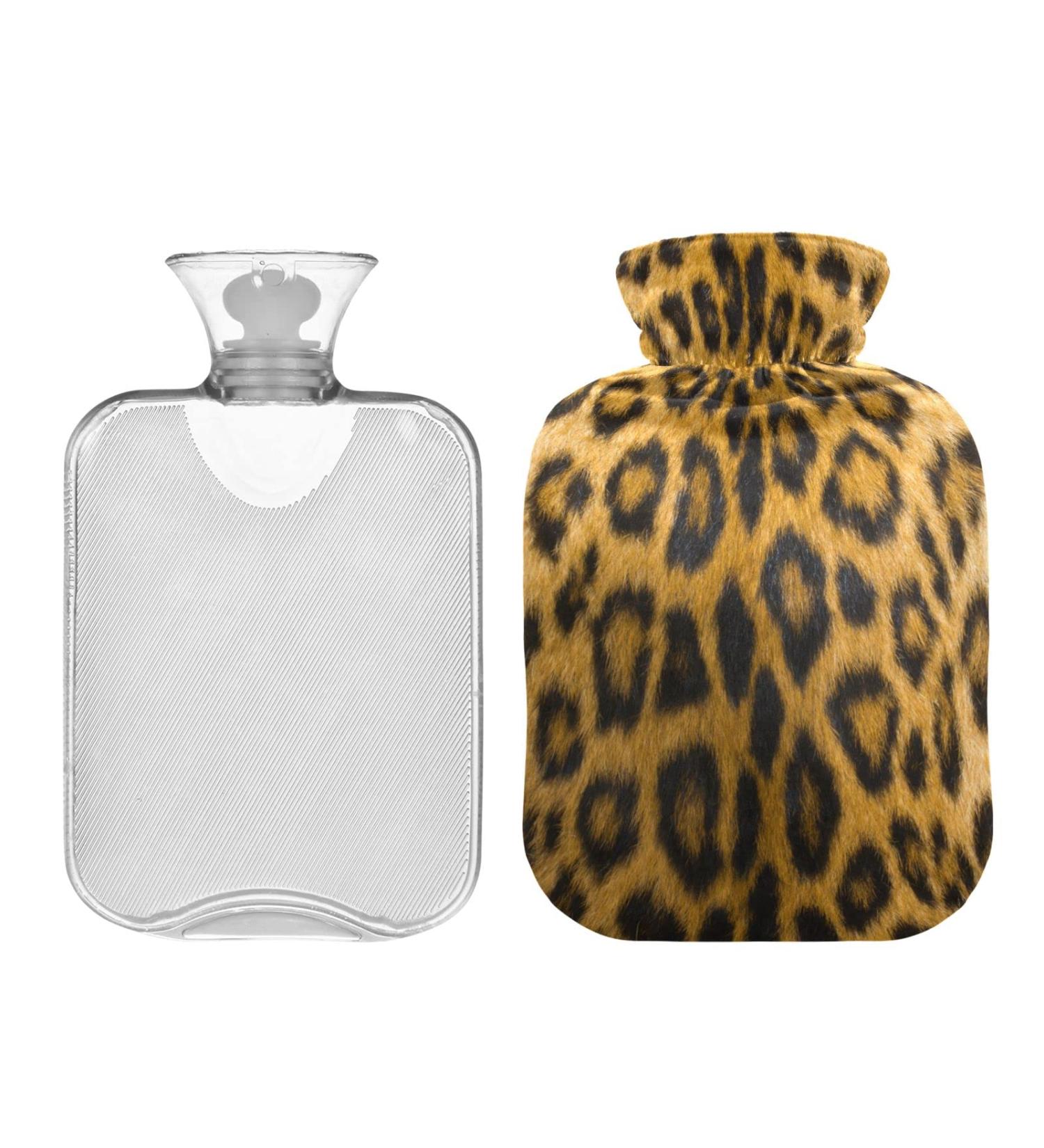Leopard Print Hot Water Bottle 2L - Cozy Pain Relief & Winter Warmer for Hands & Feet - Buy Online on GoSupps.com