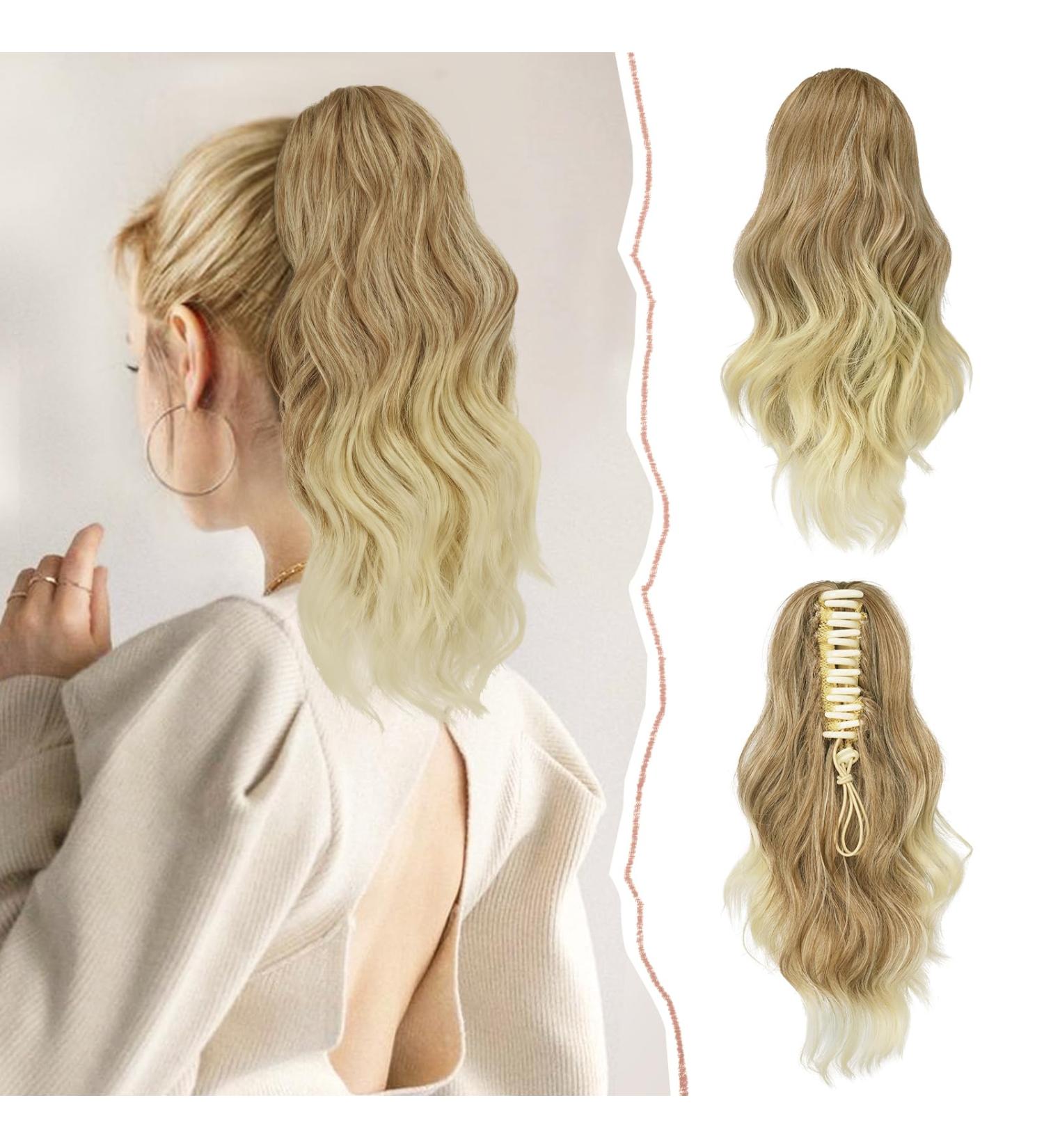 Sofeiyan Ponytail Extension Clip-In | Long Corrugated Curly Hair Extensions - Heat-Resistant for Women - Blond to Bleaching Blonde - Buy Online on GoSupps.com