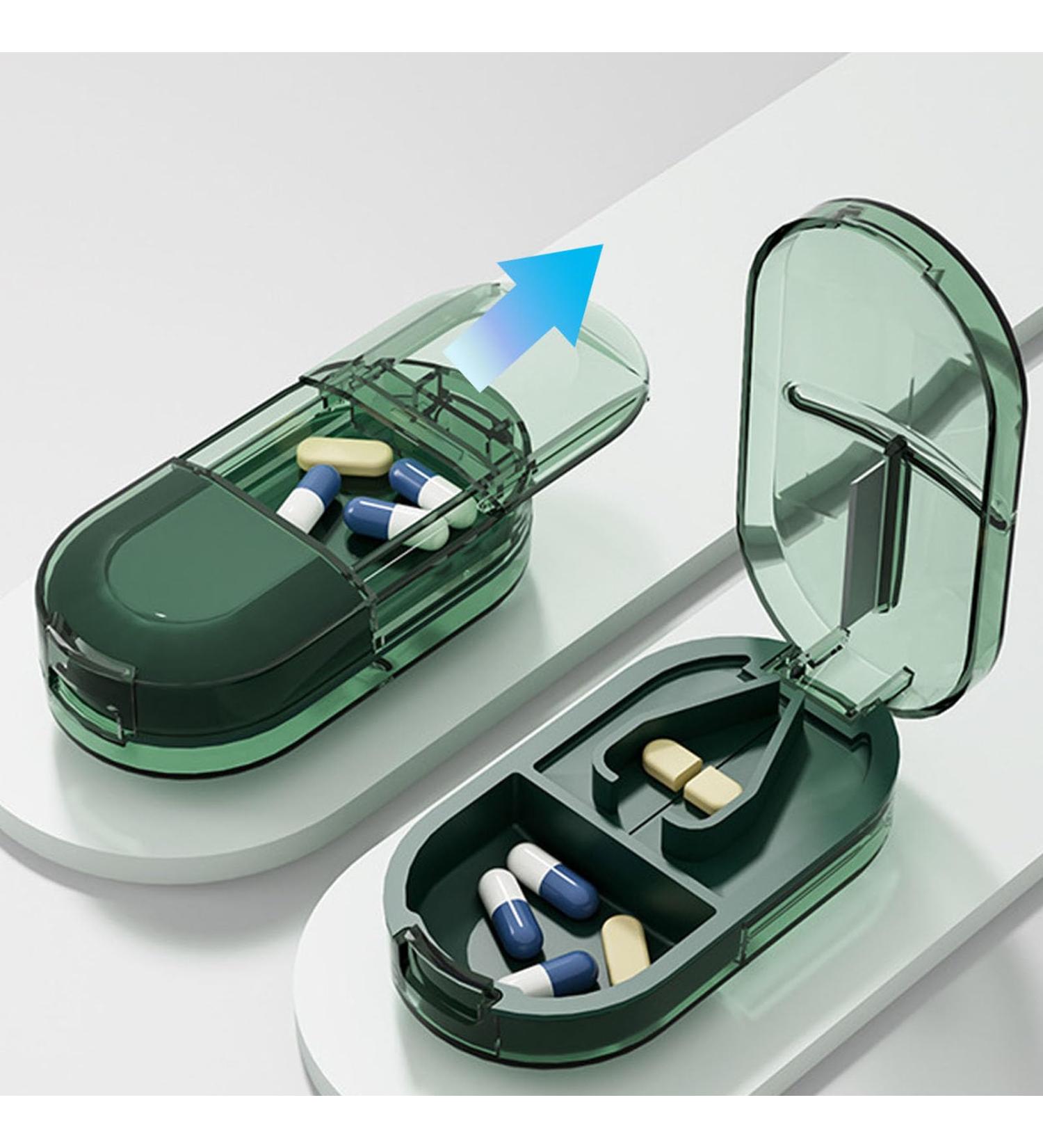 Buy Pill Cutter & Splitter - Easy to Use Portable Medicine Storage Box for Pills & Vitamins (Green) - International Shipping Available - Buy Online on GoSupps.com