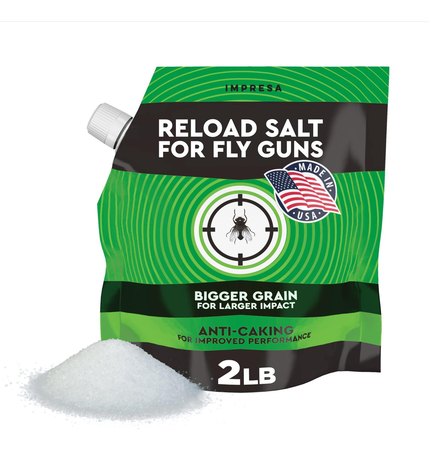 Impresa 2 lbs. Fly Salt for Fly Shooters  Made in The USA  Large Grain Salt for Fly Shooter - with Pouring Spout for Easy Loading  Non Caking - Buy Online on GoSupps.com