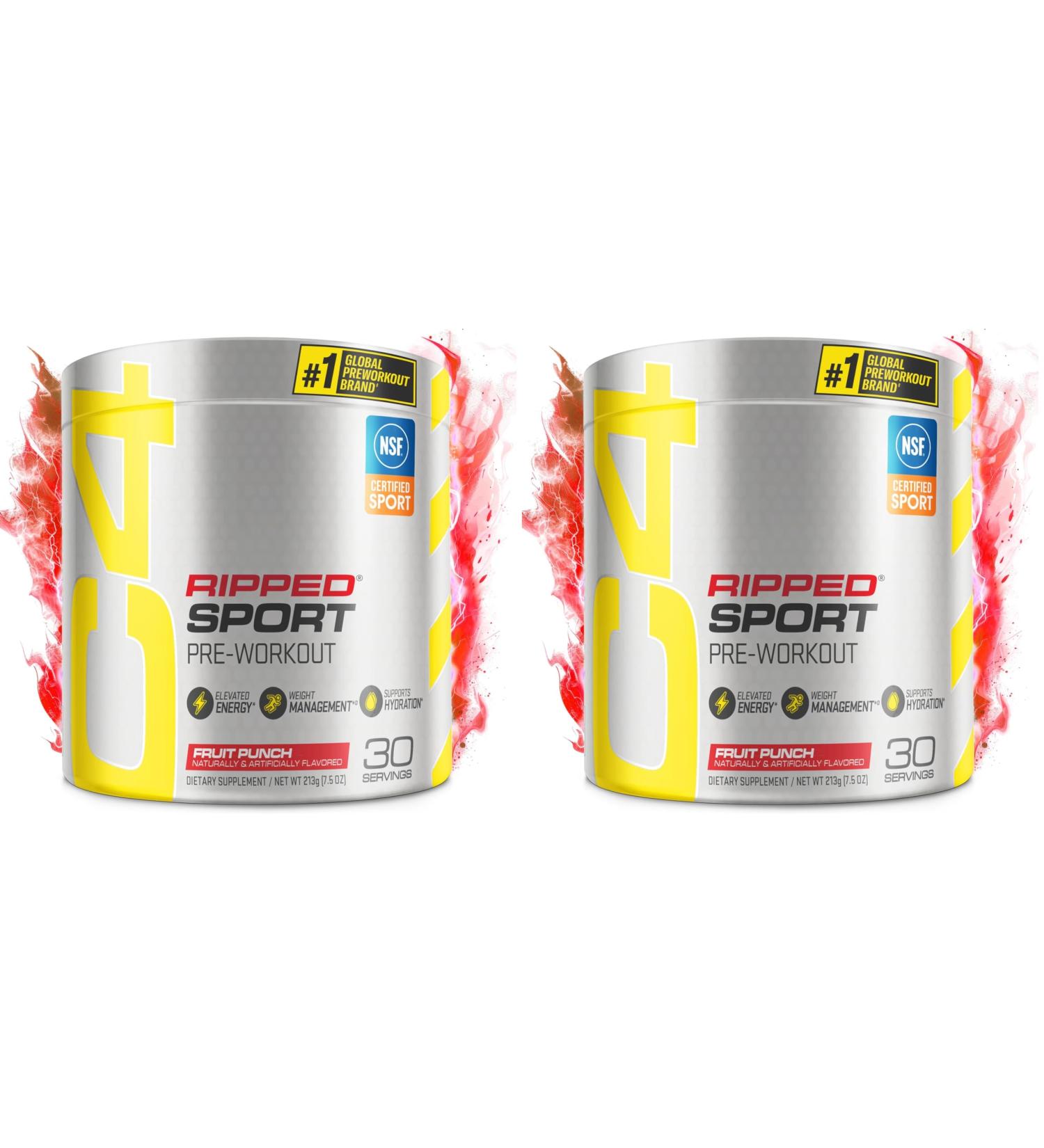 Cellucor C4 Ripped Sport Pre Workout Powder Fruit Punch - NSF Certified for Sport + Sugar Free Preworkout Energy Supplement for Men & Women | 135mg Caffeine | 30 Servings (Pack of 2) - Buy Online on GoSupps.com