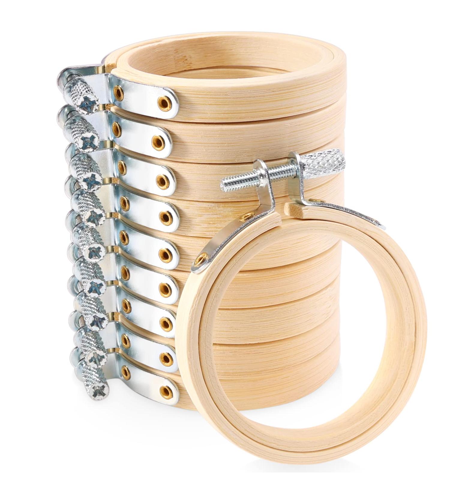 Caydo 10 Pieces 2.2 Inch Mini Embroidery Hoops - Adjustable Bamboo Circle Cross Stitch Hoop Rings for Art Craft and Christmas Decoration - Buy Online on GoSupps.com
