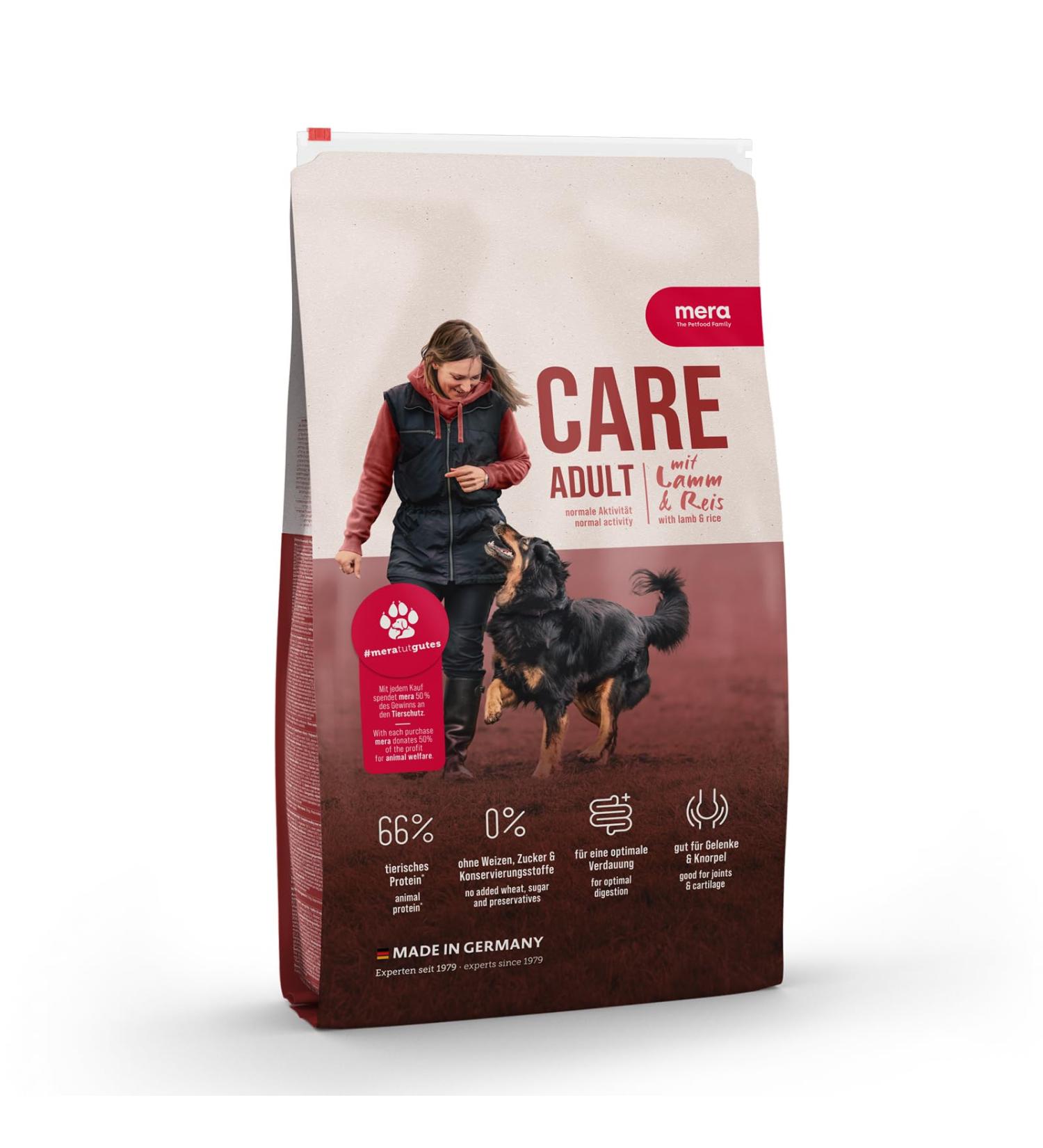 mera Care Adult Dry food for normally active dogs of all breeds with 66% animal protein wheat-free 10 kg - Buy Online on GoSupps.com