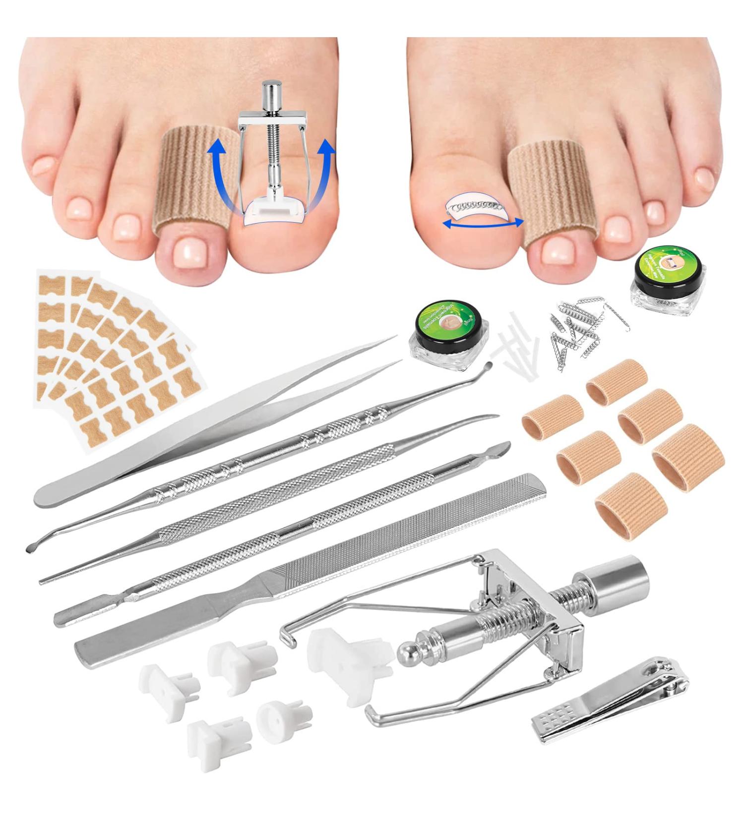 Professional Ingrown Toenail Removal Kit - 92 PCS Treatment Tool for Toe Nail Correction, Pain Relief, and Protection - Buy Online on GoSupps.com