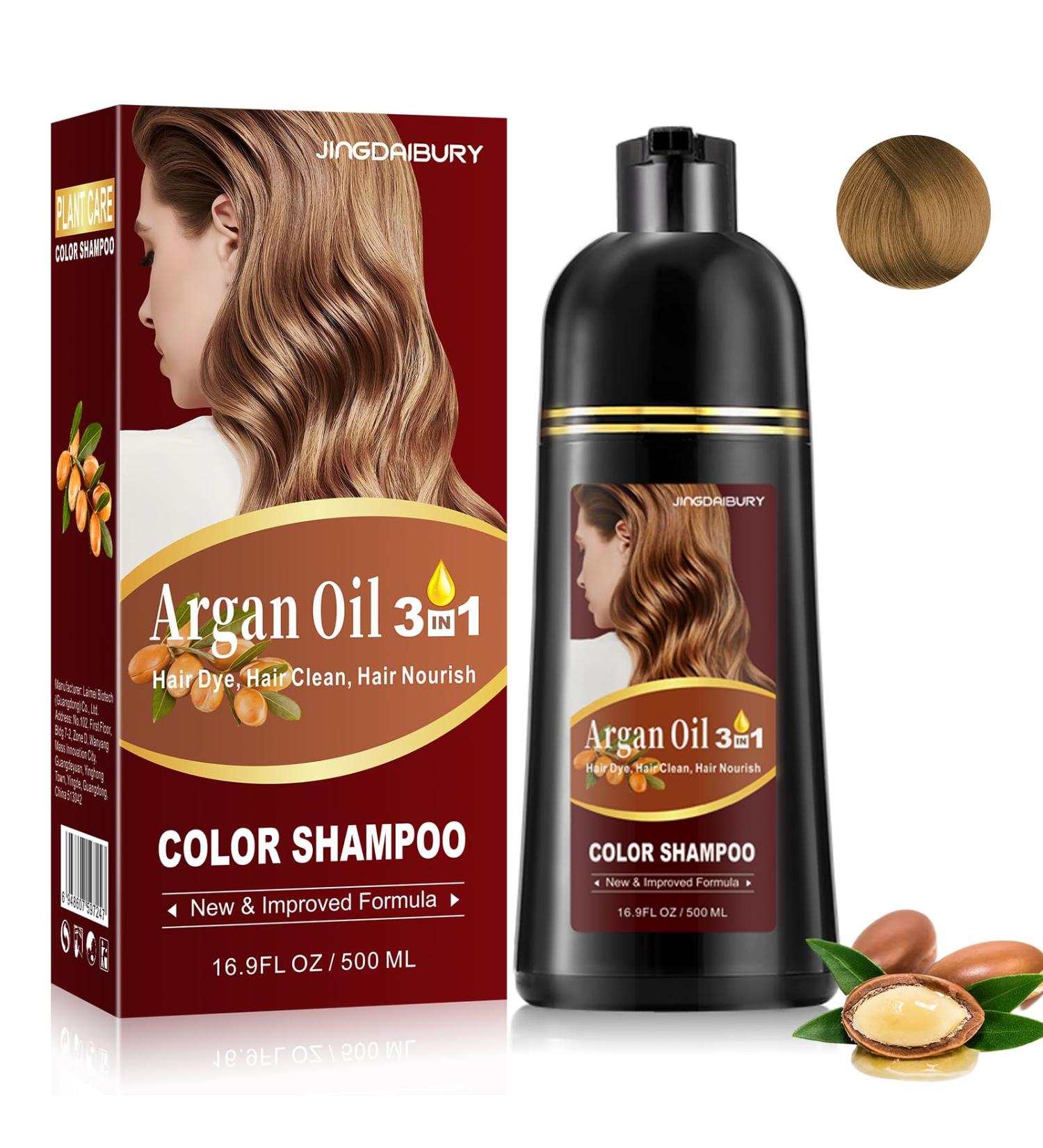 Fvquhvo Hair Dye Shampoo - Argan Oil Blonde & Brown Semi-Permanent Instant Color - Easy to Use Long-Lasting Formula - Buy Online on GoSupps.com