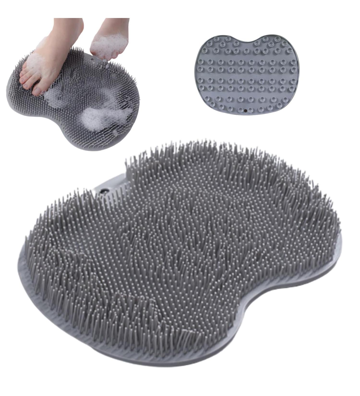 Back Massage Foot Scrubber for Shower - Non-Slip Washable 9x11in Foot Brush with Suction Cups for Cleaning & Peeling - Buy Online on GoSupps.com