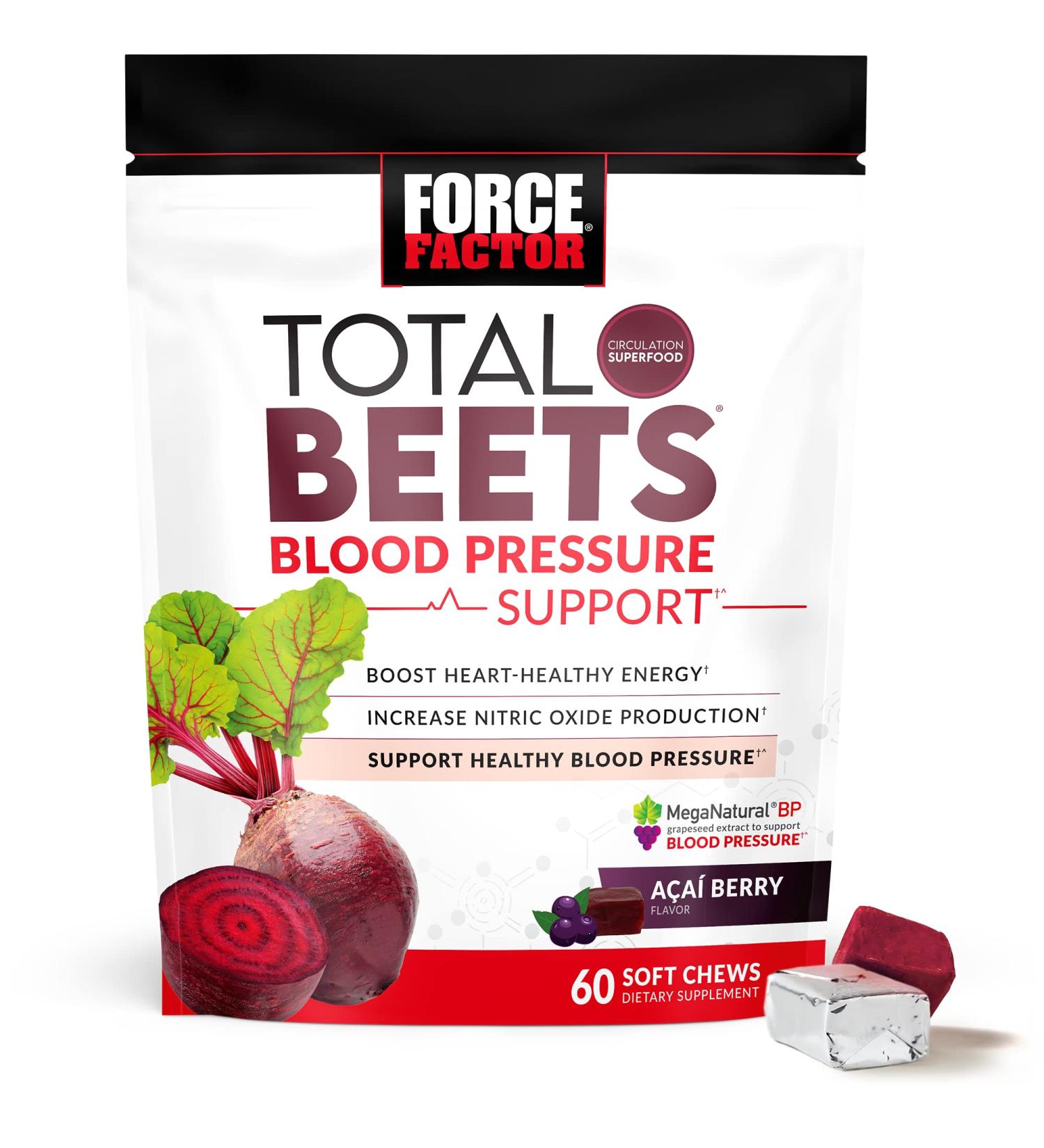 Total Beets Blood Pressure Support Supplement - Beet Chewables for Heart Health and Energy - 60 Chews - Buy Online on GoSupps.com