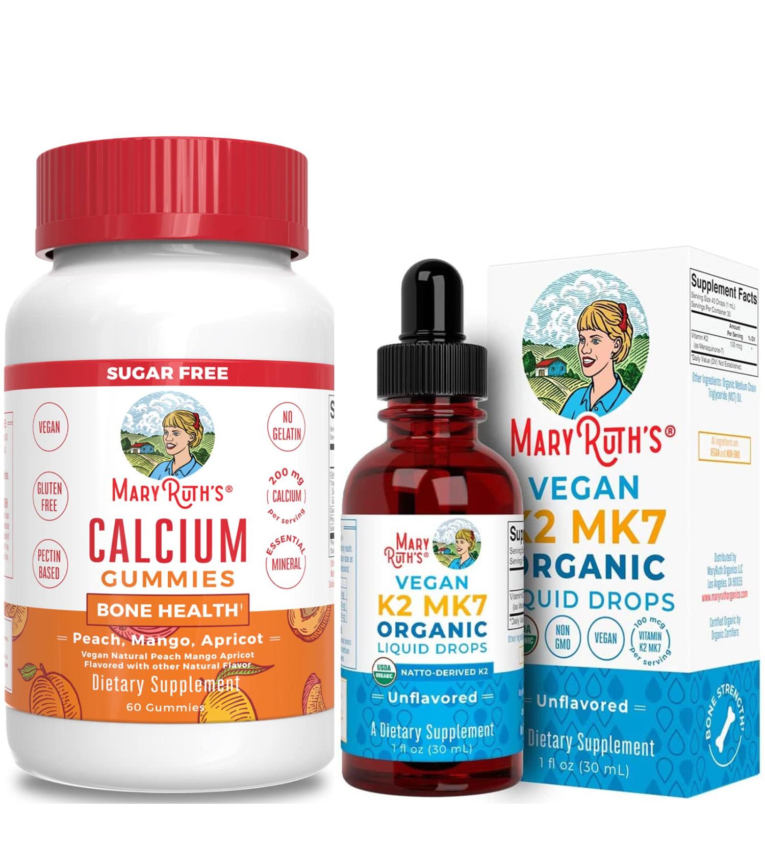 MaryRuth's Calcium & Vitamin K2 MK-7 Liquid Drops | Strong Bones & Teeth Support | Calcium Gummies | Enhanced Absorption - Buy Online on GoSupps.com