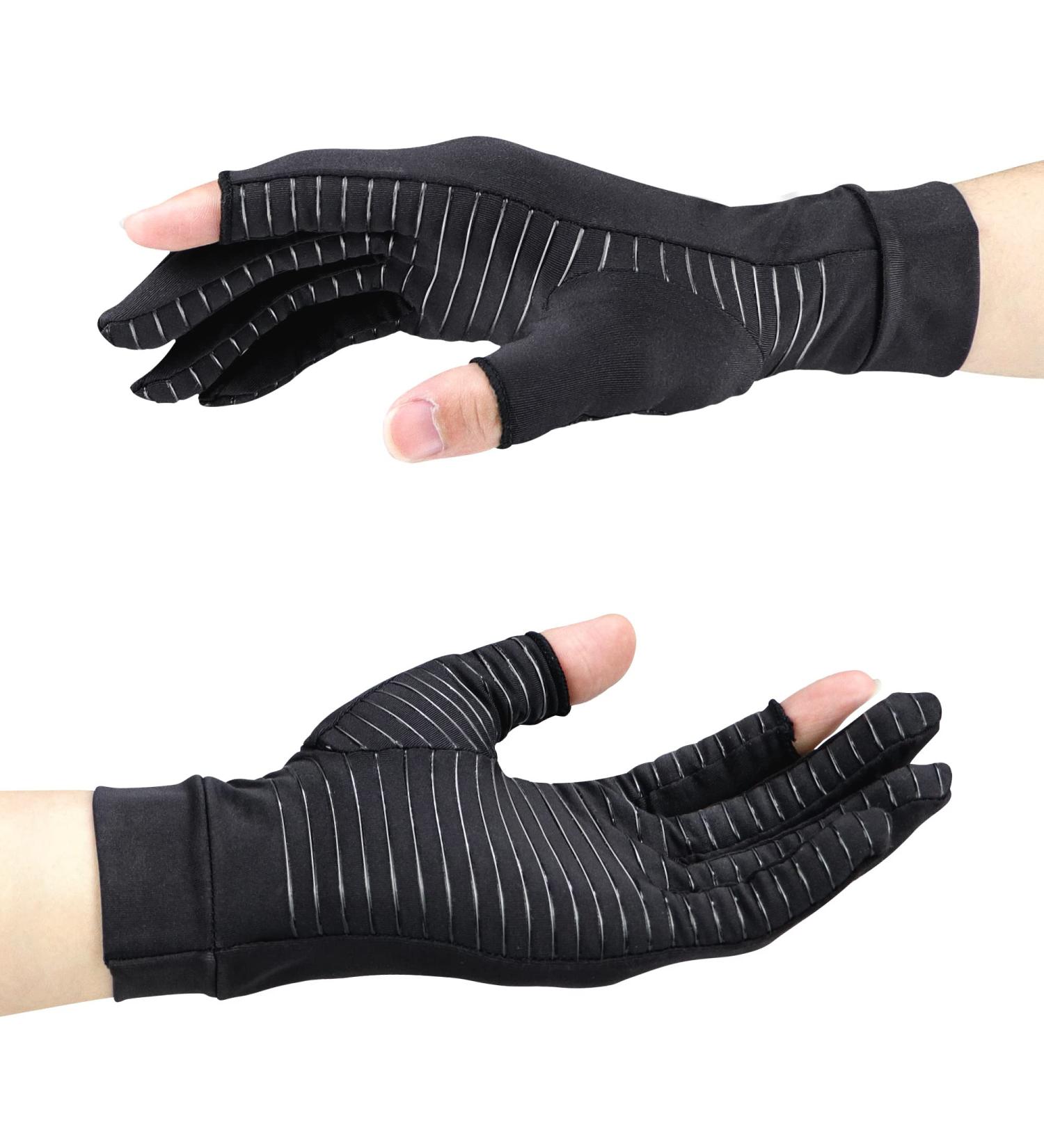 Compression Arthritis Gloves - Fingerless Touch Screen Copper Gloves for Carpal Tunnel Tendonitis & Hand Pain Relief - Unisex Small Support - Buy Online on GoSupps.com