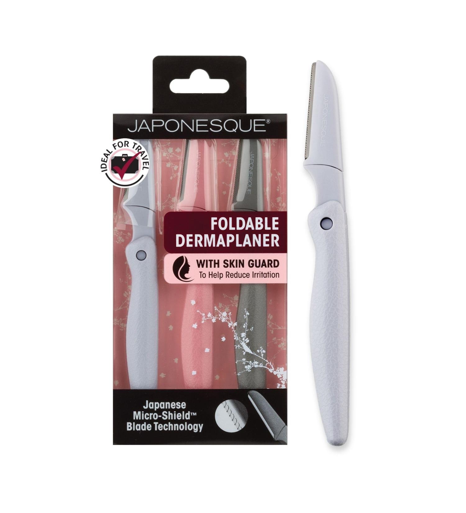 JAPONESQUE Foldable Dermaplaner Facial Razors Set - 3-Piece Eyebrow & Facial Hair Removal Kit for Women - Colorful & Convenient - Buy Online on GoSupps.com