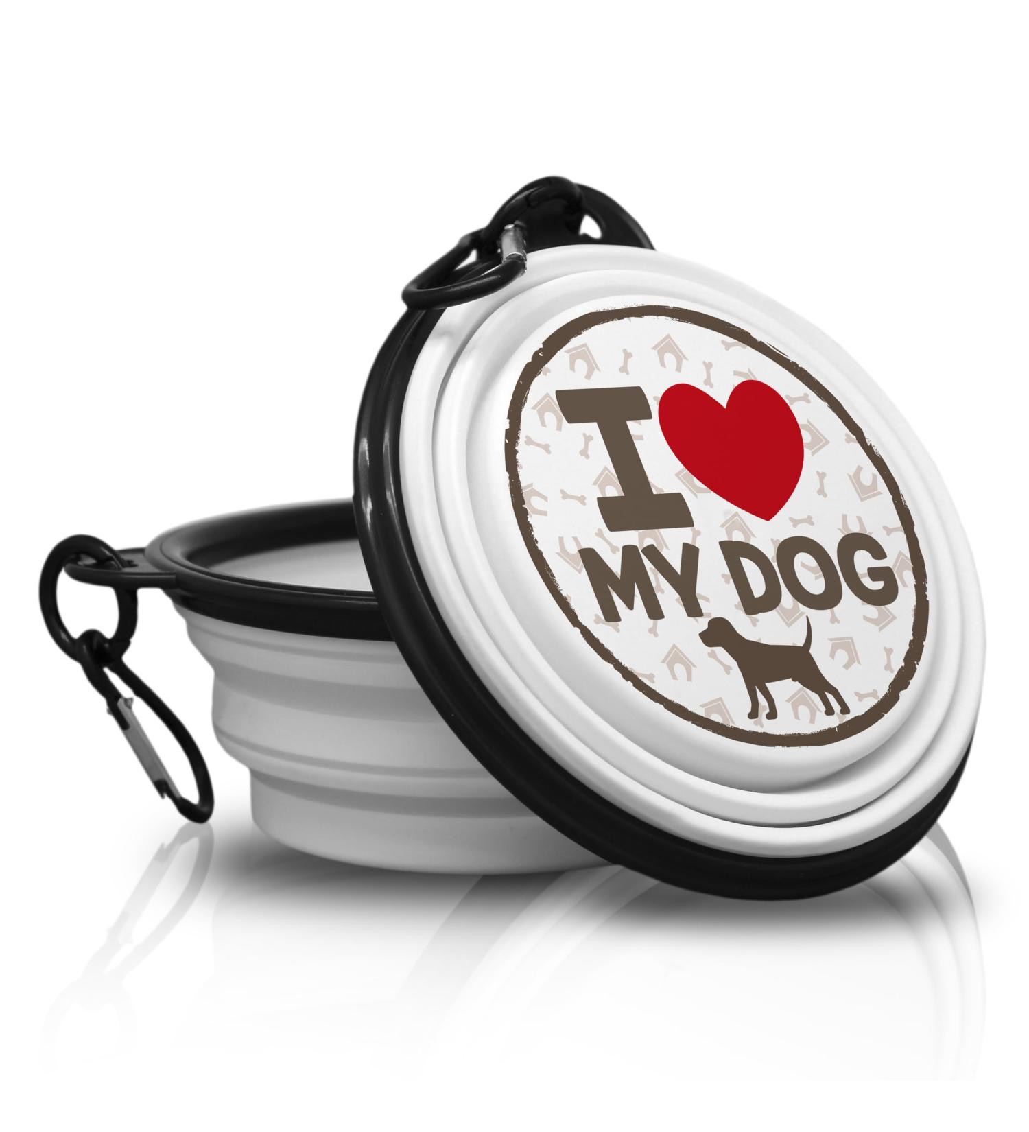 I Love My Dog - Portable Foldable Dog Bowl with Carabiner | Travel Pet Bowl for On-the-Go Pet Owners - Buy Online on GoSupps.com