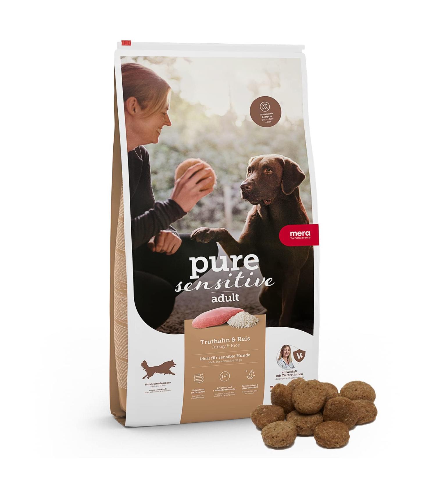 Mera Pure Sensitive Turkey & Rice Dog Food 4kg - Dry Food for Sensitive Adult Dogs Wheat & Sugar Free - Buy Online on GoSupps.com