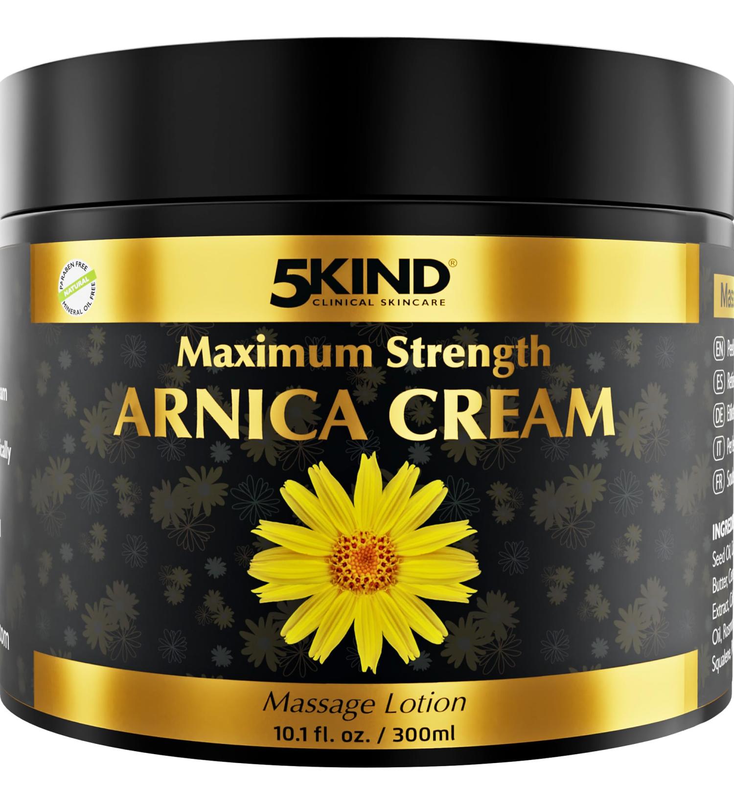 5kind Extra Strong Arnica Cream for Bruising and Swelling 10.1 Fl Oz - Bruise Cream Extra Strength Fast Healing Thin Skin - High Concentration Arnica Montana Extract for Bruises - Natural Formula 10.1 Fl Oz (Pack of 1) - Buy Online on GoSupps.com