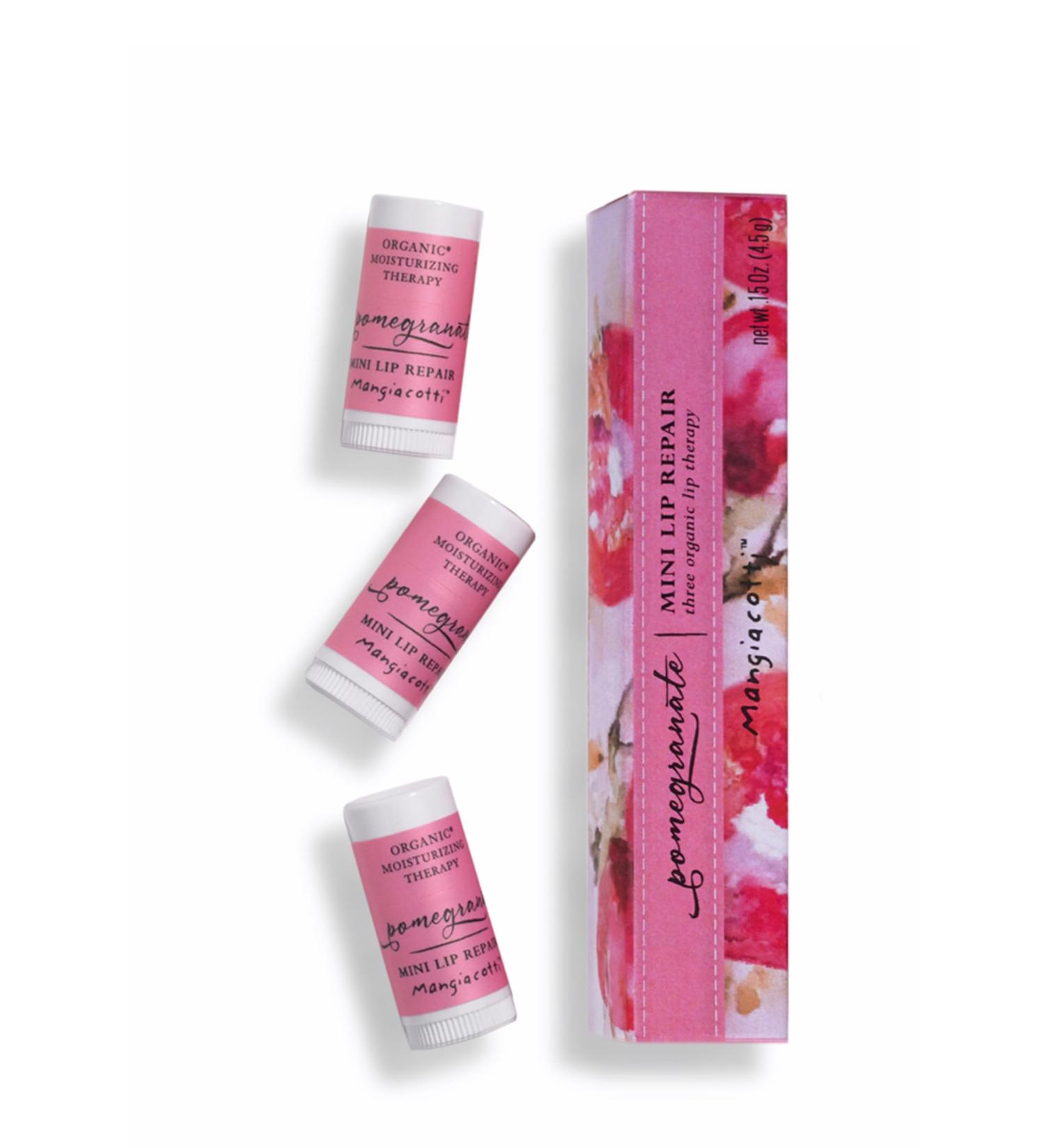 Mangiacotti Lip Balm 3-Pack Small Moisturizing Repair Sticks for Soft Lips Organic Beeswax Mini Balms .15 Ounce Total Pomegranate - Buy Online on GoSupps.com