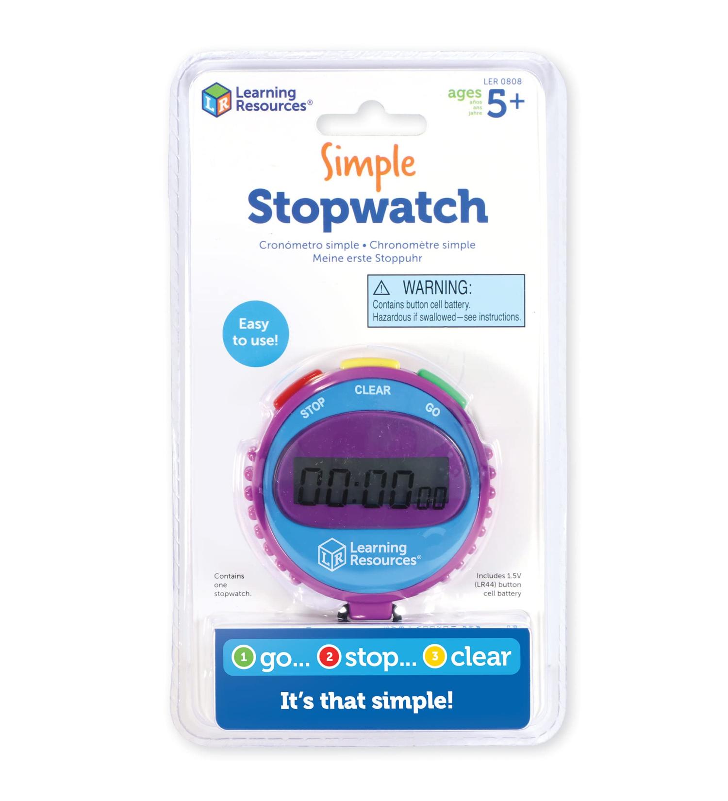 Learning Resources Simple 3 Button Stopwatch for Science Investigations and Math Exercises | Ages 5 - Buy Online on GoSupps.com