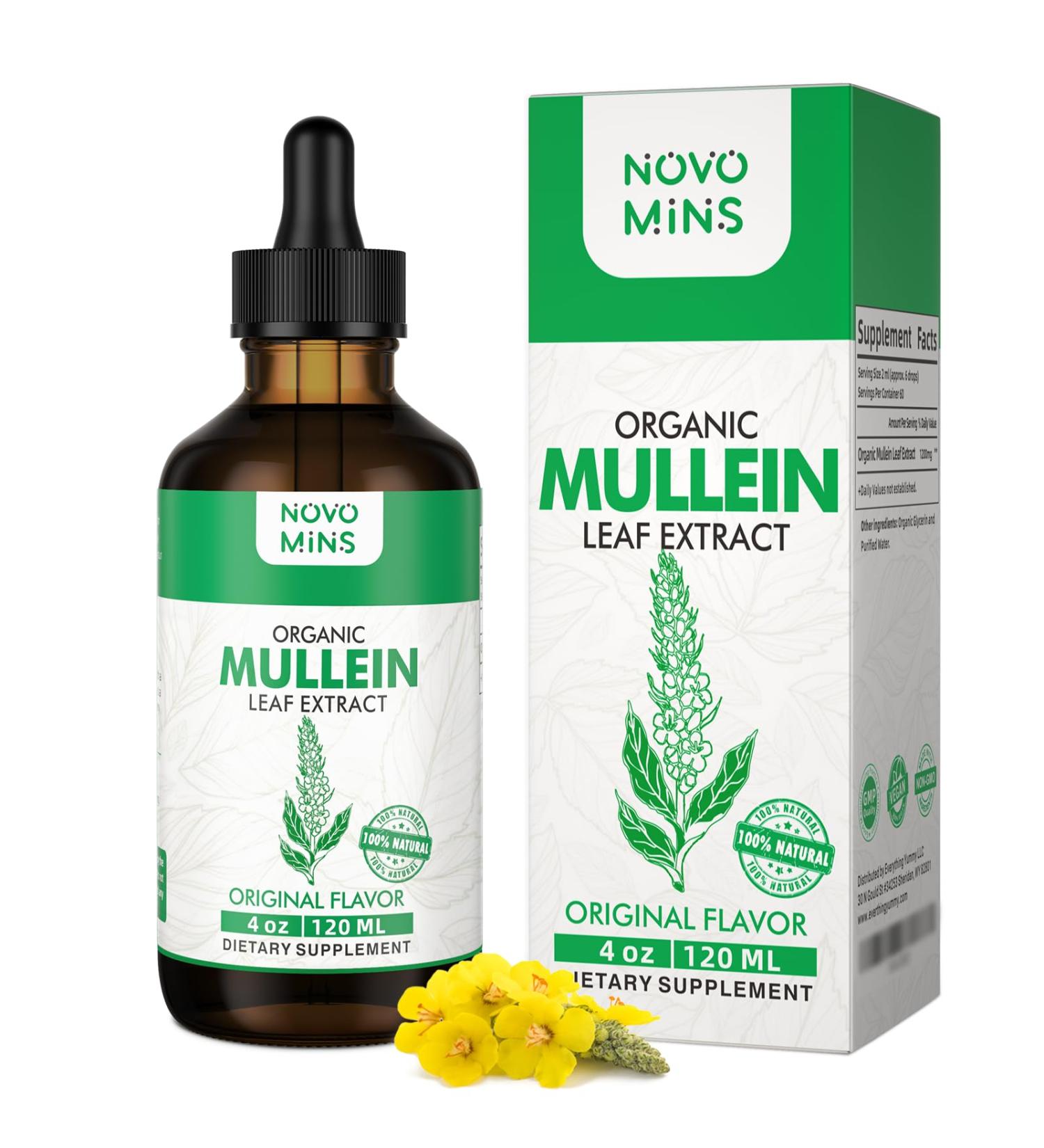 Mullein Leaf Tincture - Lung Cleanse - Vegan Lung Detox - Respiratory Health and Immune Support Drops - Natural Supplement Liquid Extract 4 fl.oz.Chlorophyll - Buy Online on GoSupps.com