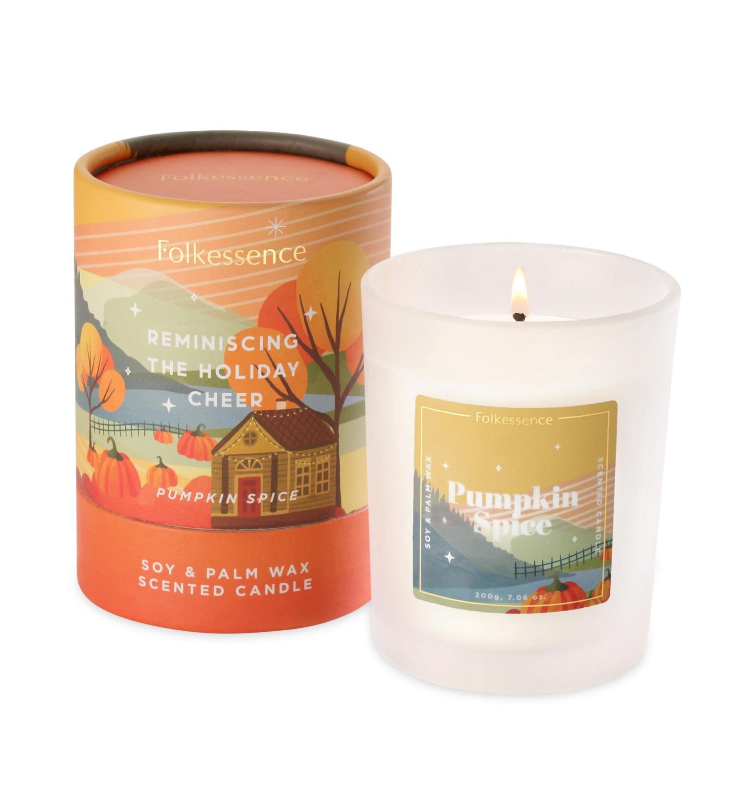Folkulture Fall Candles - Scented Soy Wax Pumpkin Spice Candle Jar - 50 Hr Burn Time Non-Toxic & Odor Eliminating - Perfect Candle Gifts for Women - Buy Online on GoSupps.com
