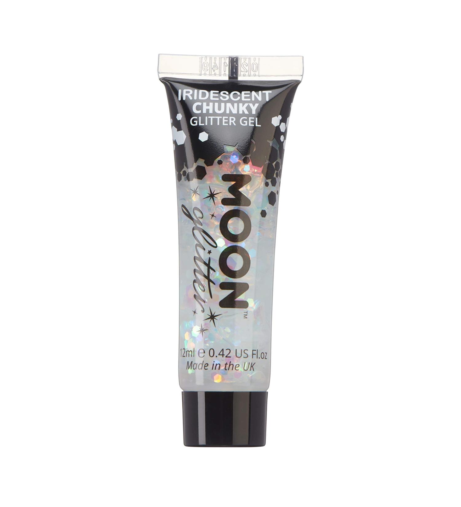 Iridescent White Chunky Glitter Gel by Moon Glitter - 12ml - Festival Cosmetic Glitter for Face, Body, Hair & Nails - Buy Online on GoSupps.com