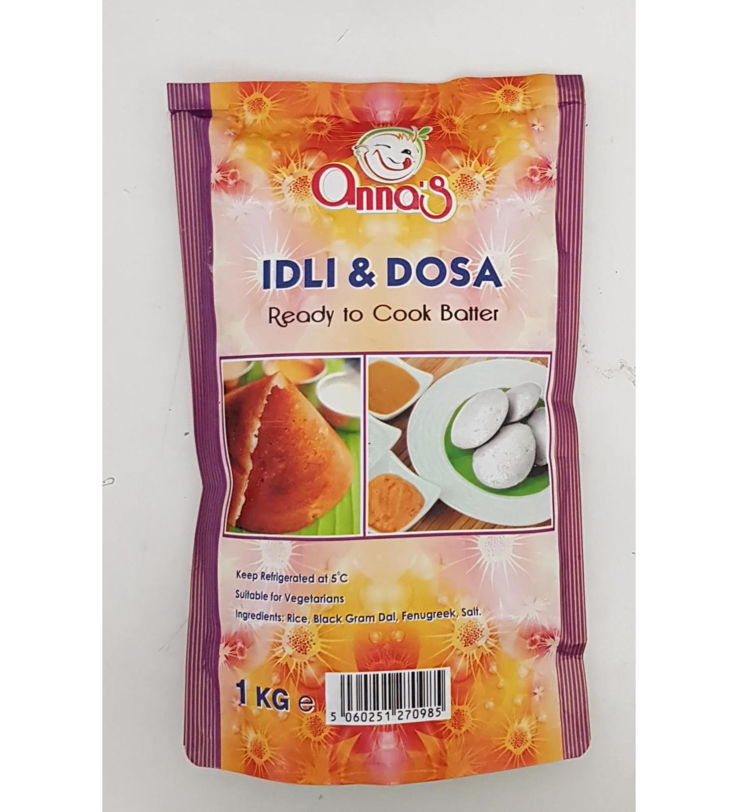 Anna's Dosa Batter | Idli Batter 1KG |Wet Mix | Instant Rice Dosa Breakfast Mix | Pure Veg South Indian Breakfast Mix | 100% Natural Ingredients - Buy Online on GoSupps.com