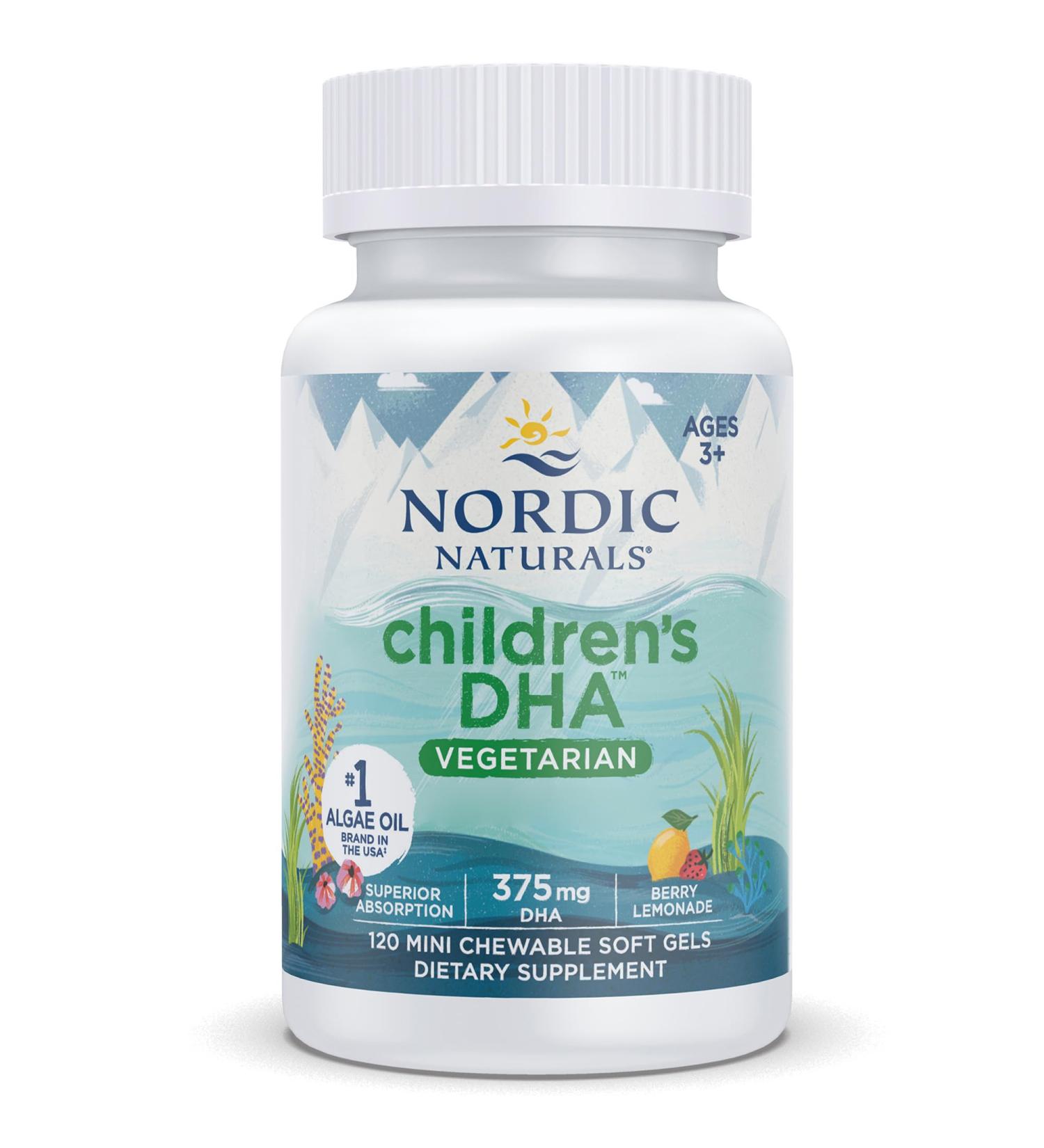 Nordic Naturals Vegetarian Children's DHA 375mg Omega-3 Seaweed Oil with EPA and DHA 120 Vegan Soft Capsules Lab Tested Vegetarian Soy Free Gluten Free Non-GMO - Buy Online on GoSupps.com