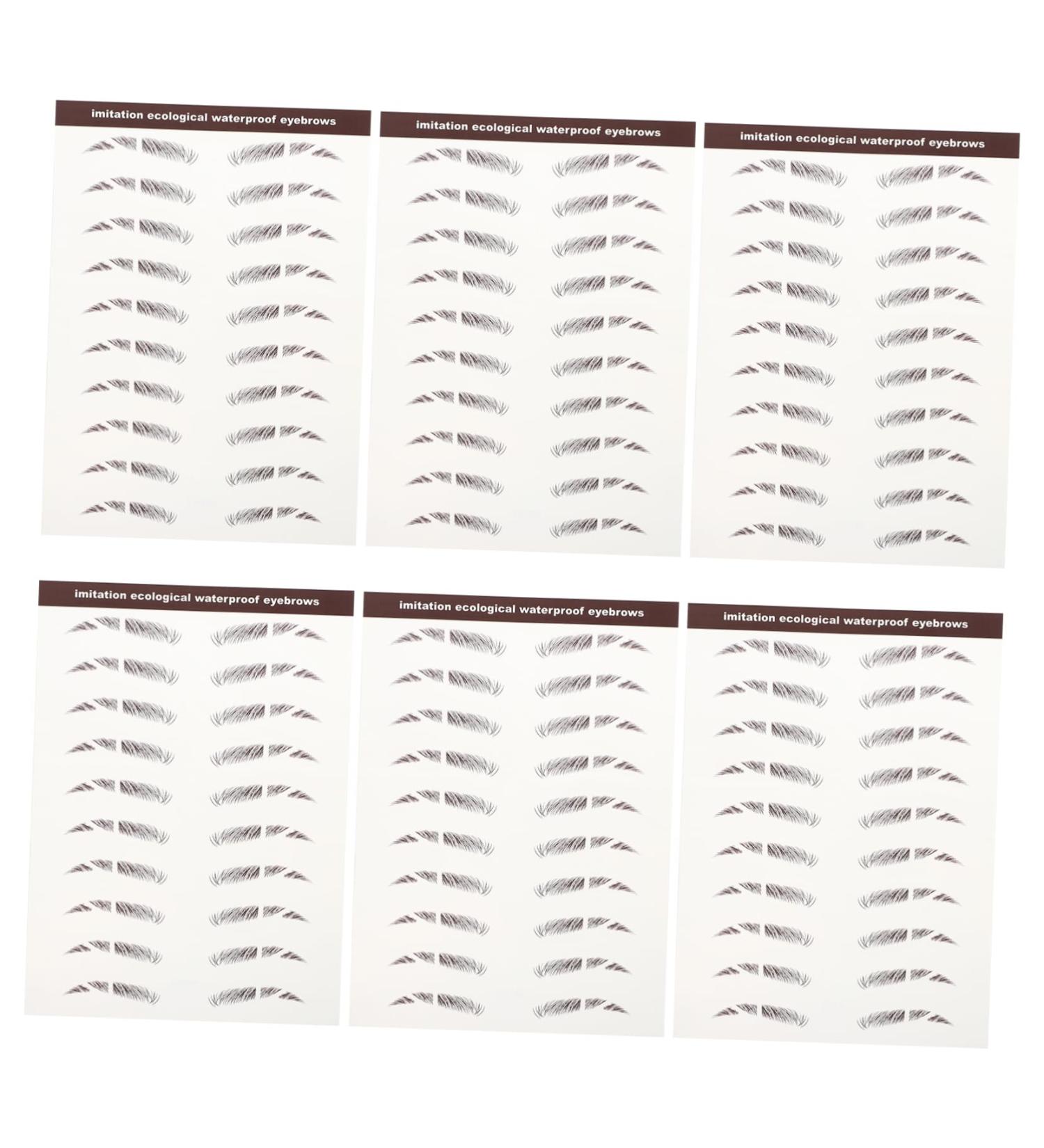 Beatifufu 6pcs Eyebrow Stickers Makeup Brow Sticker Imitation Eyebrow Sticker Hair Water Transfer Paper 6X1X0.1CM Brown - Buy Online on GoSupps.com