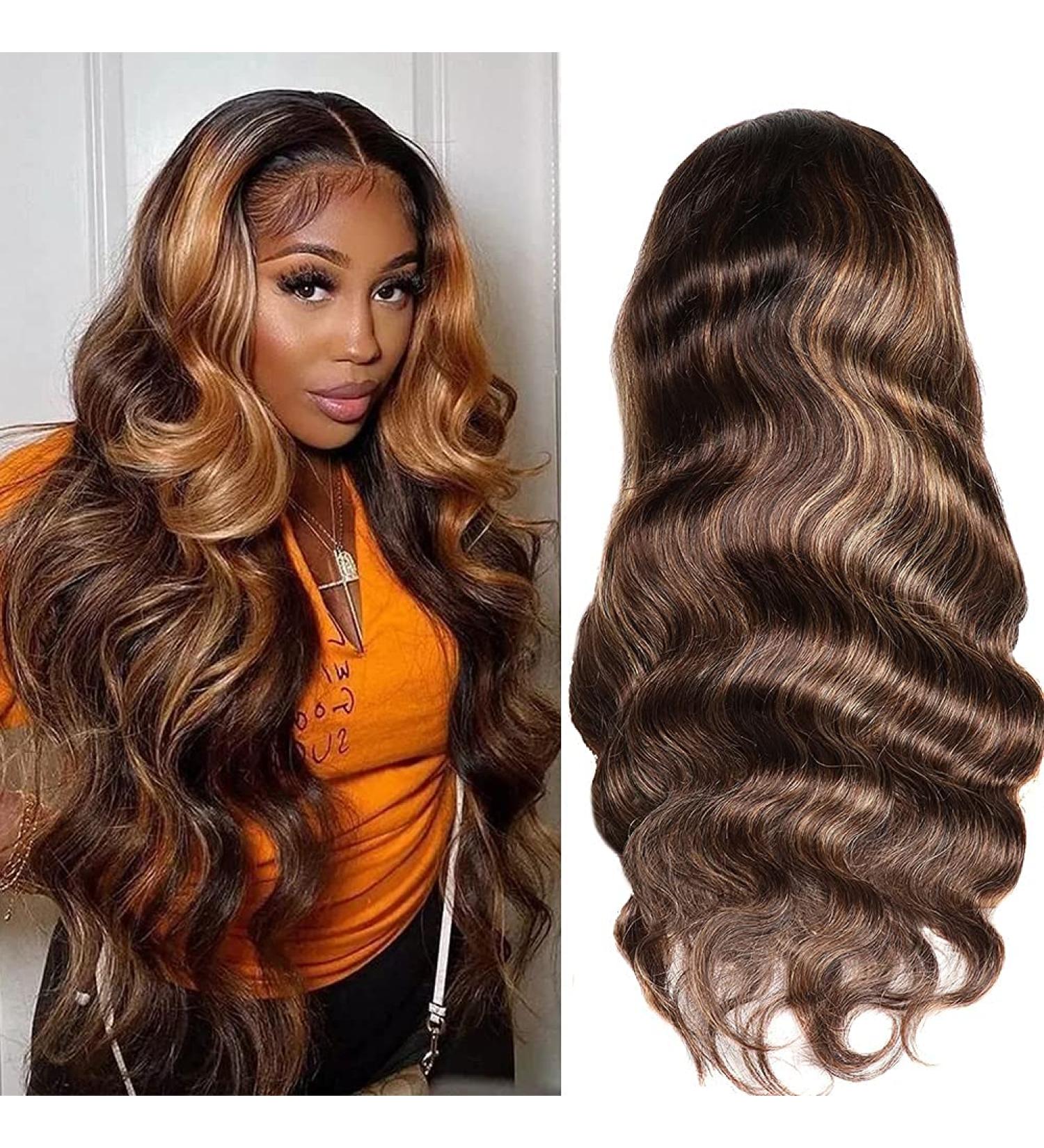 Beaudiva Ombre Highlight Body Wave Lace Front Wig 22 4/30 Honey Blonde HD Human Hair for Black Women - Buy Online on GoSupps.com