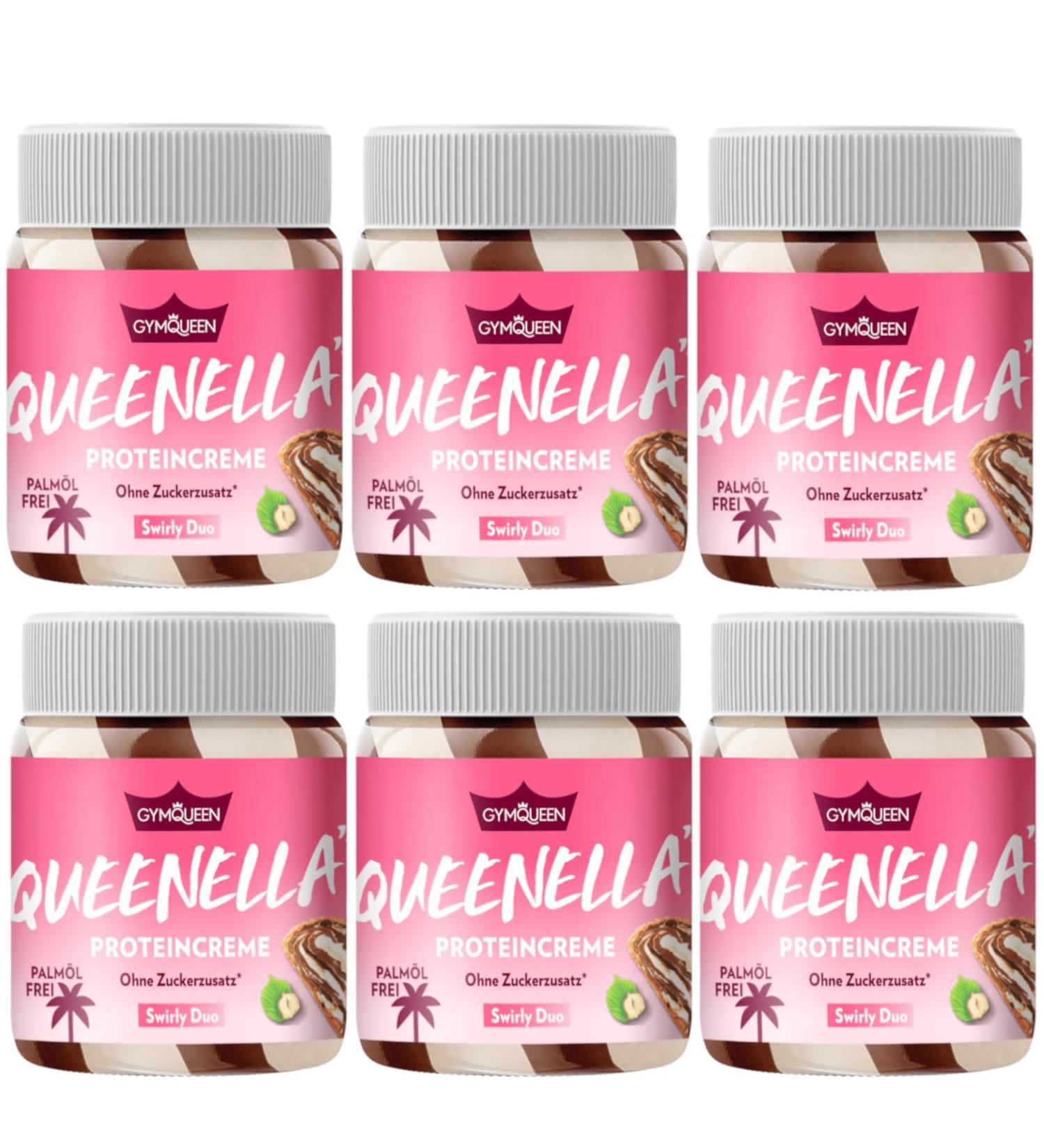 Buy Gymqueen Queenella Protein Cream 6x250g - 21.5% Protein No Added Sugar Hazelnut & White Chocolate Spread - Best Whey Protein Enriched Bread Spread - Buy Online on GoSupps.com